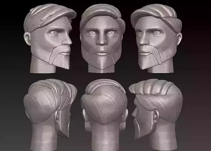 ONE6 Scale Head- General Kenobi- Obi Wan- Clone Wars Series ver 3D print model