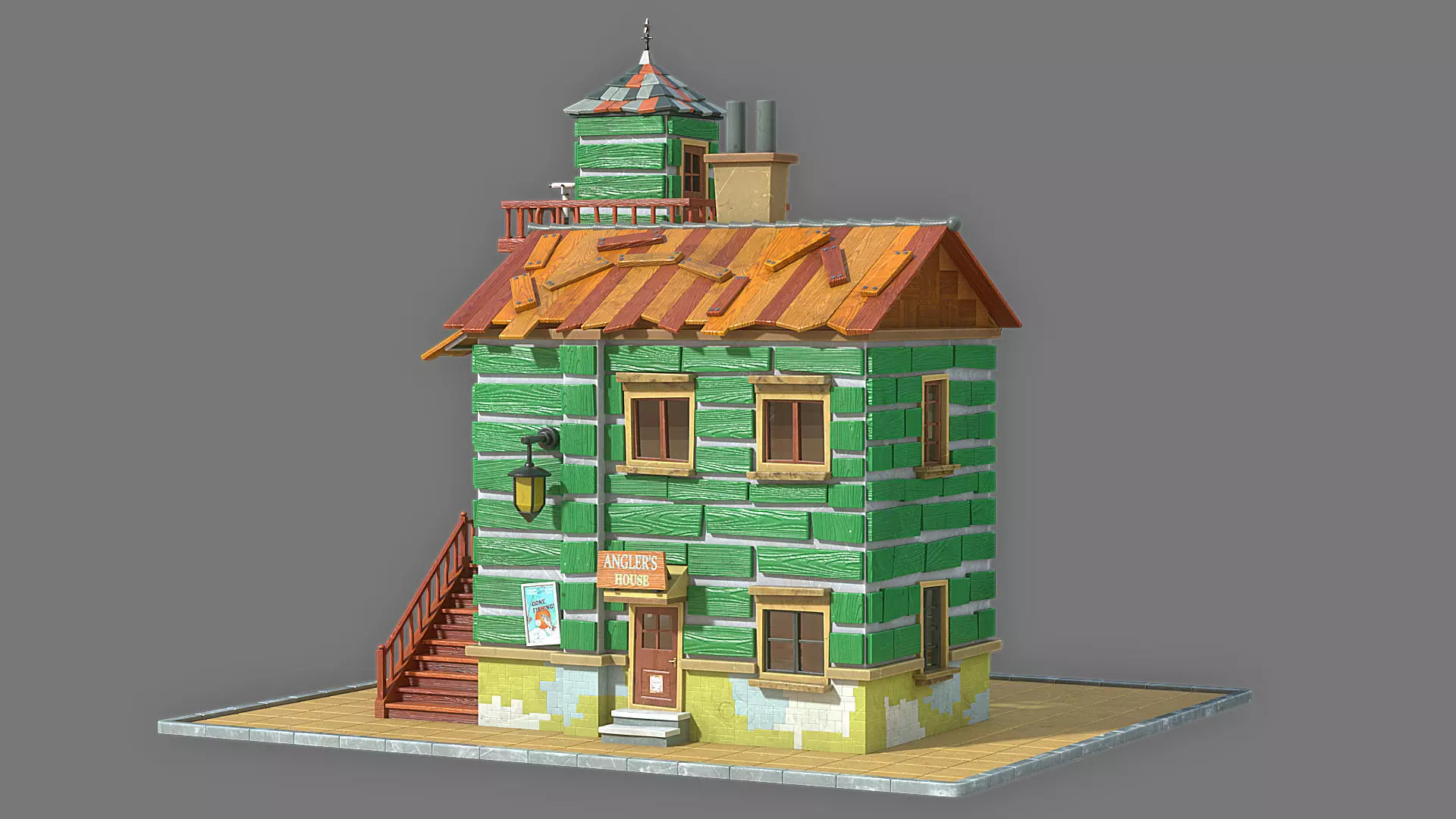 Cartoon House 1 Low-poly 3D model