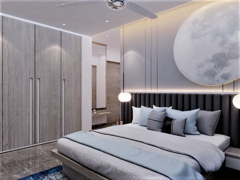 bedroom modern with big bed and mirror 3D model_3