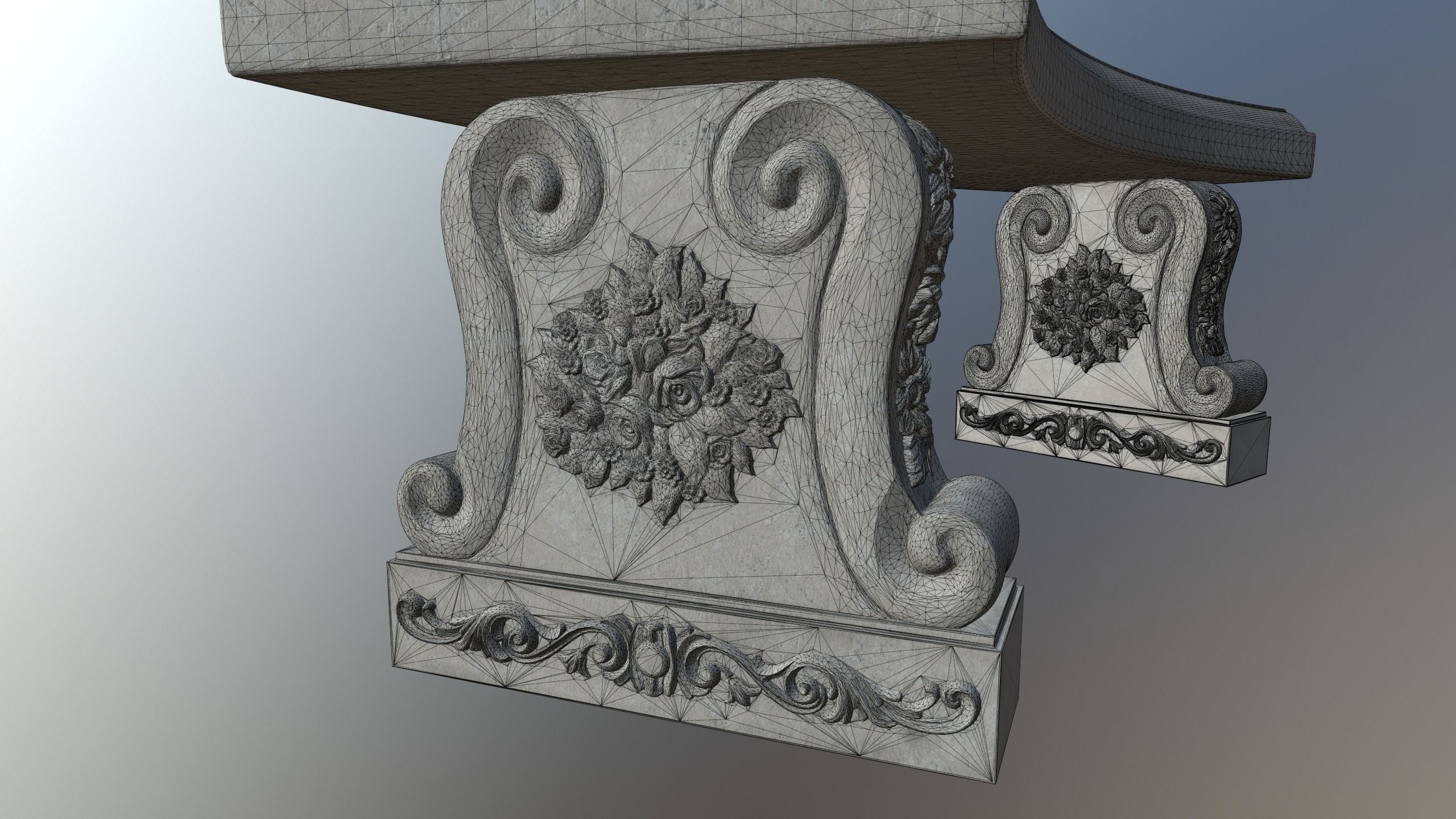bench stone 3D model_11