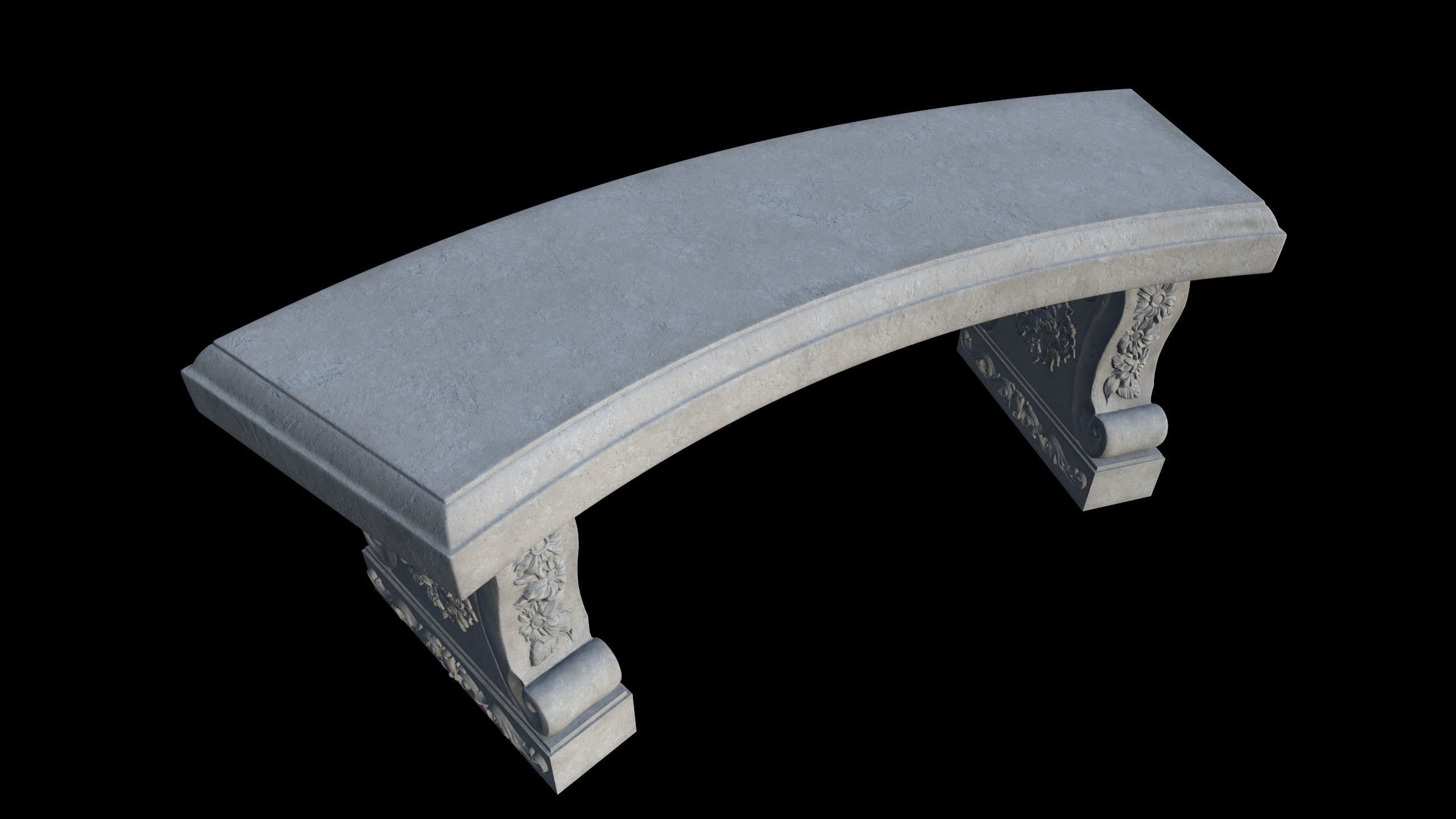 bench stone 3D model_8