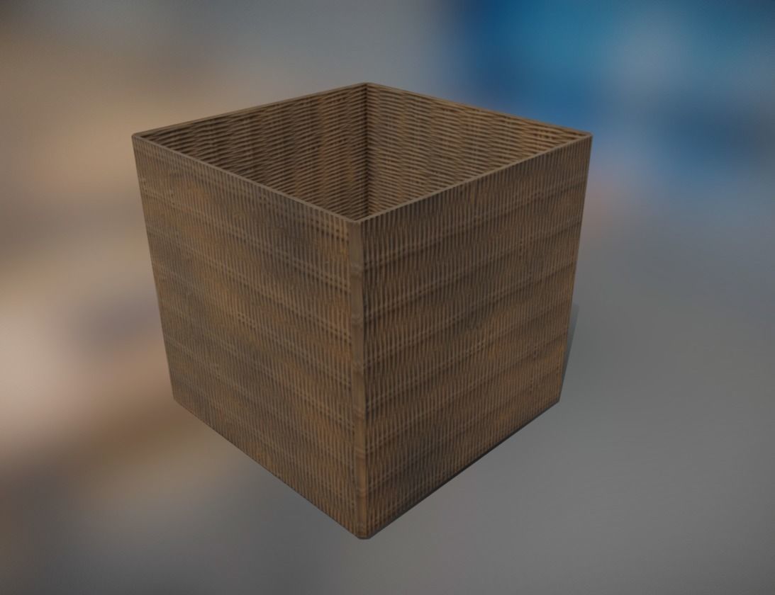 Basket Square Dark PBR Low Poly Low-poly 3D model_1