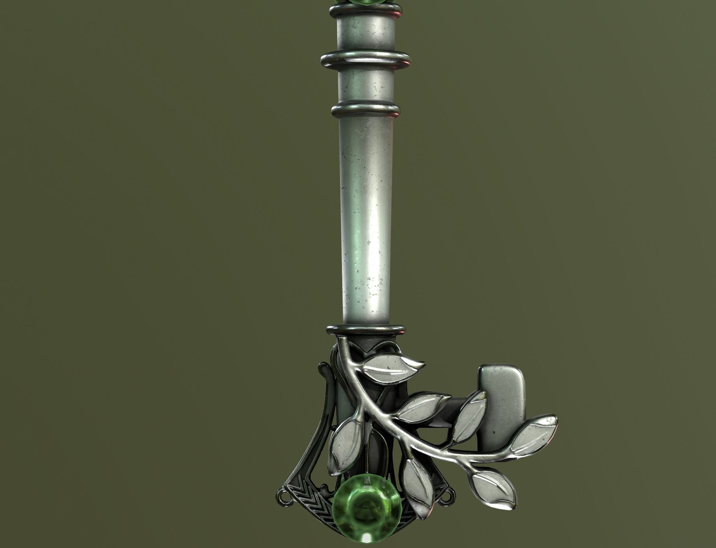 spring key Low-poly 3D model_4