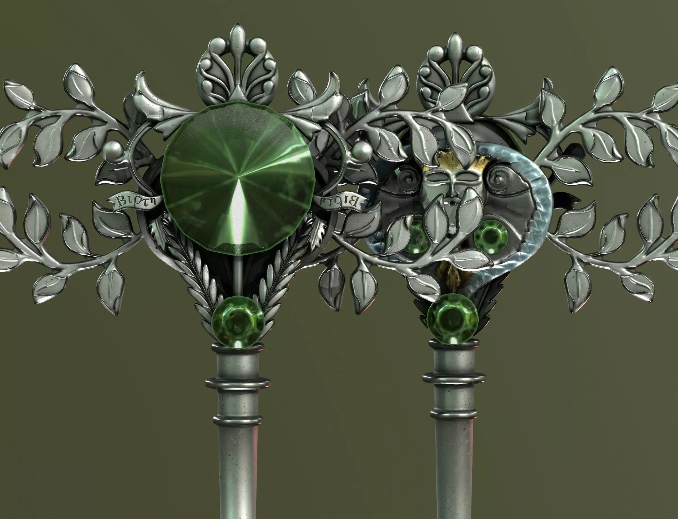 spring key Low-poly 3D model_0