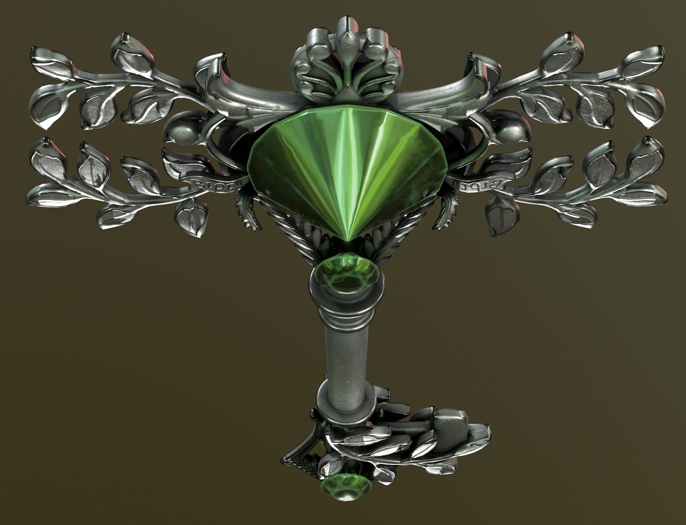 spring key Low-poly 3D model_7