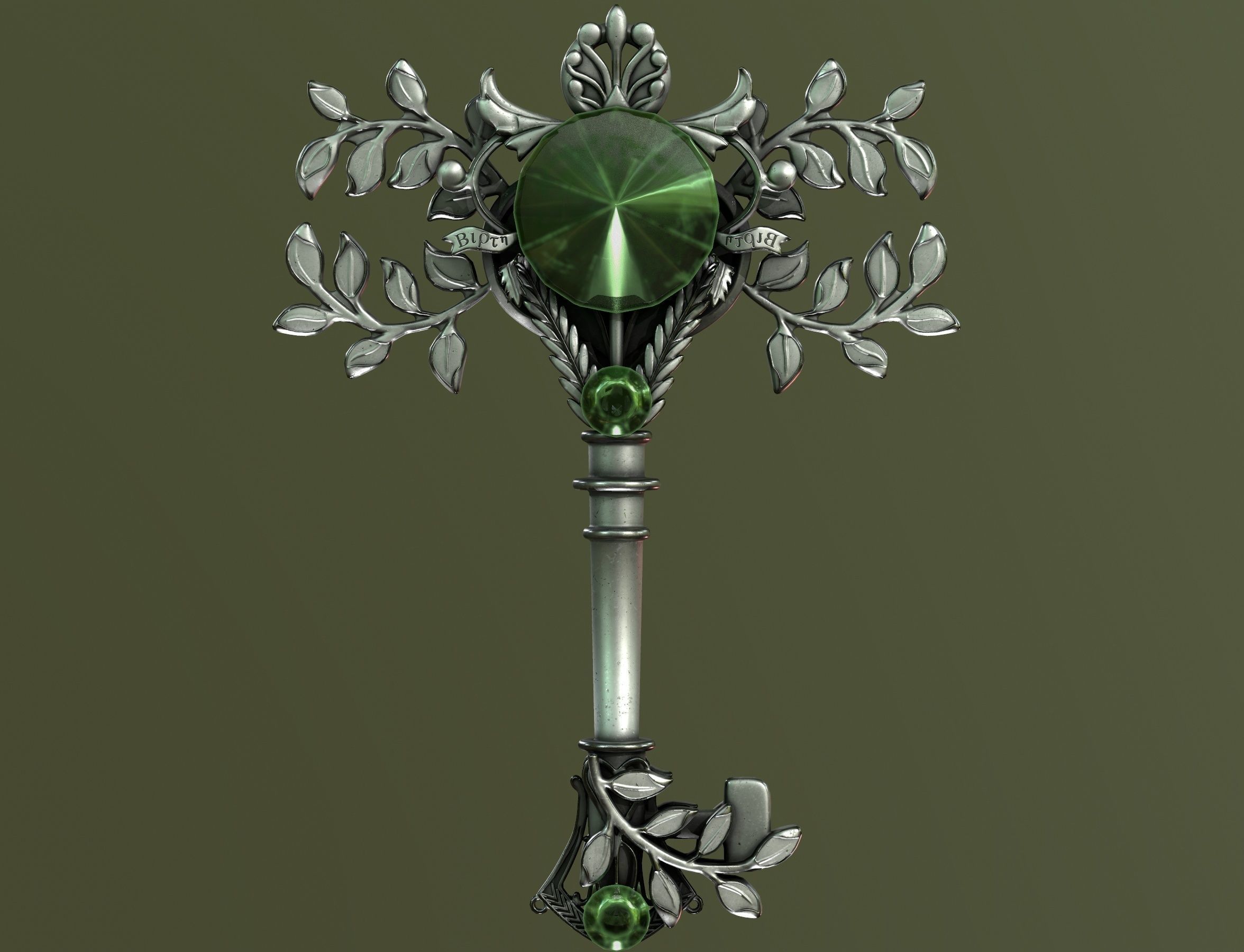 spring key Low-poly 3D model_11