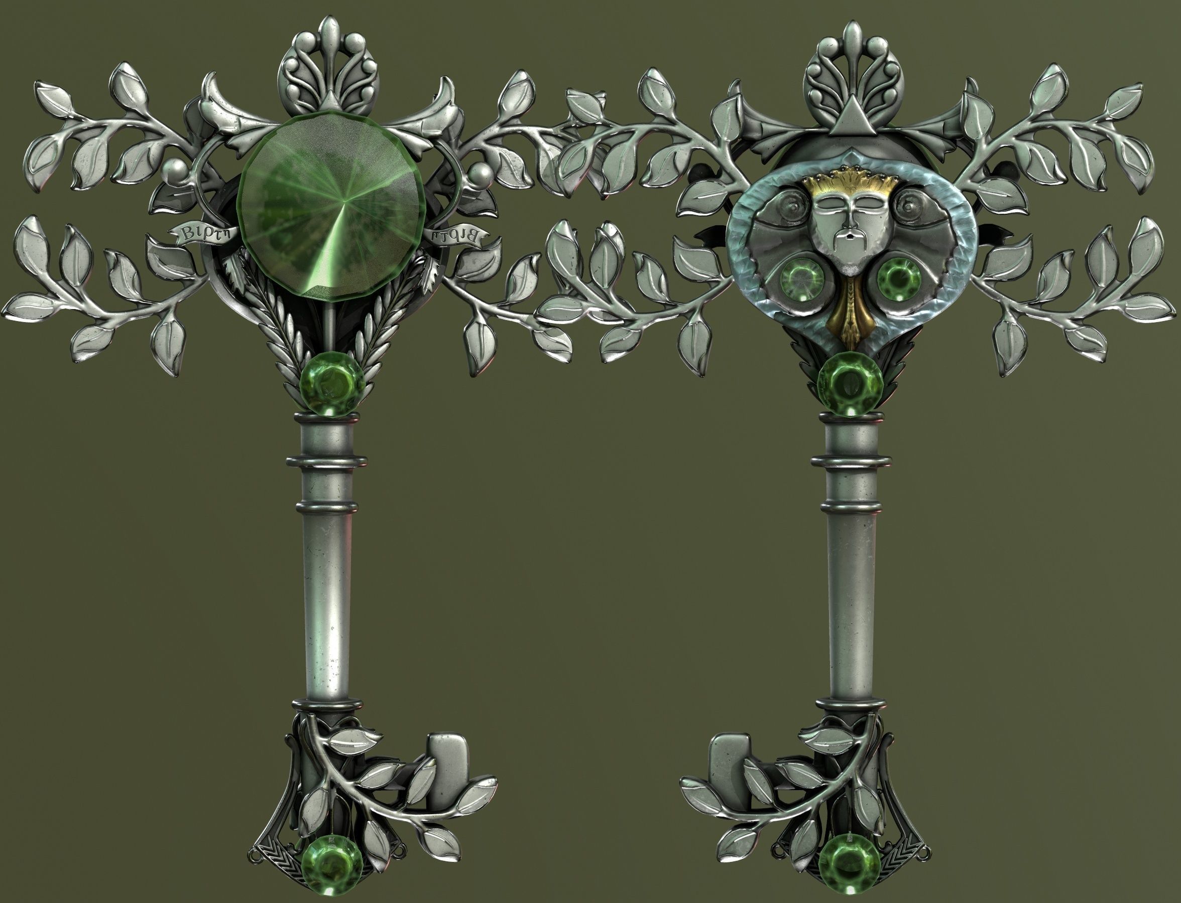 spring key Low-poly 3D model_2