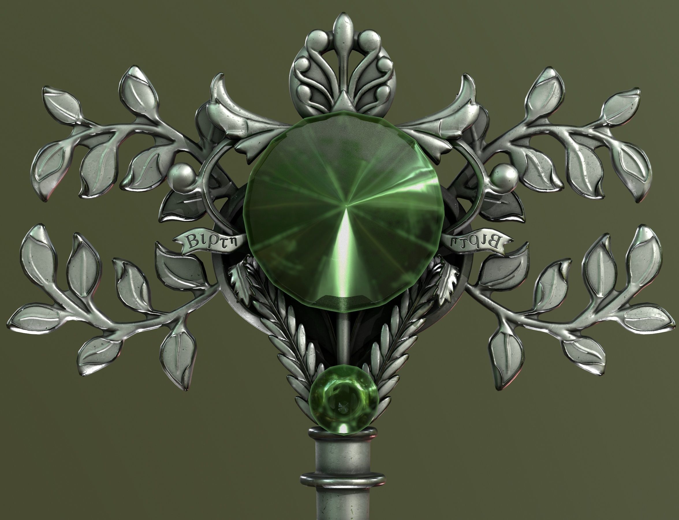 spring key Low-poly 3D model_3