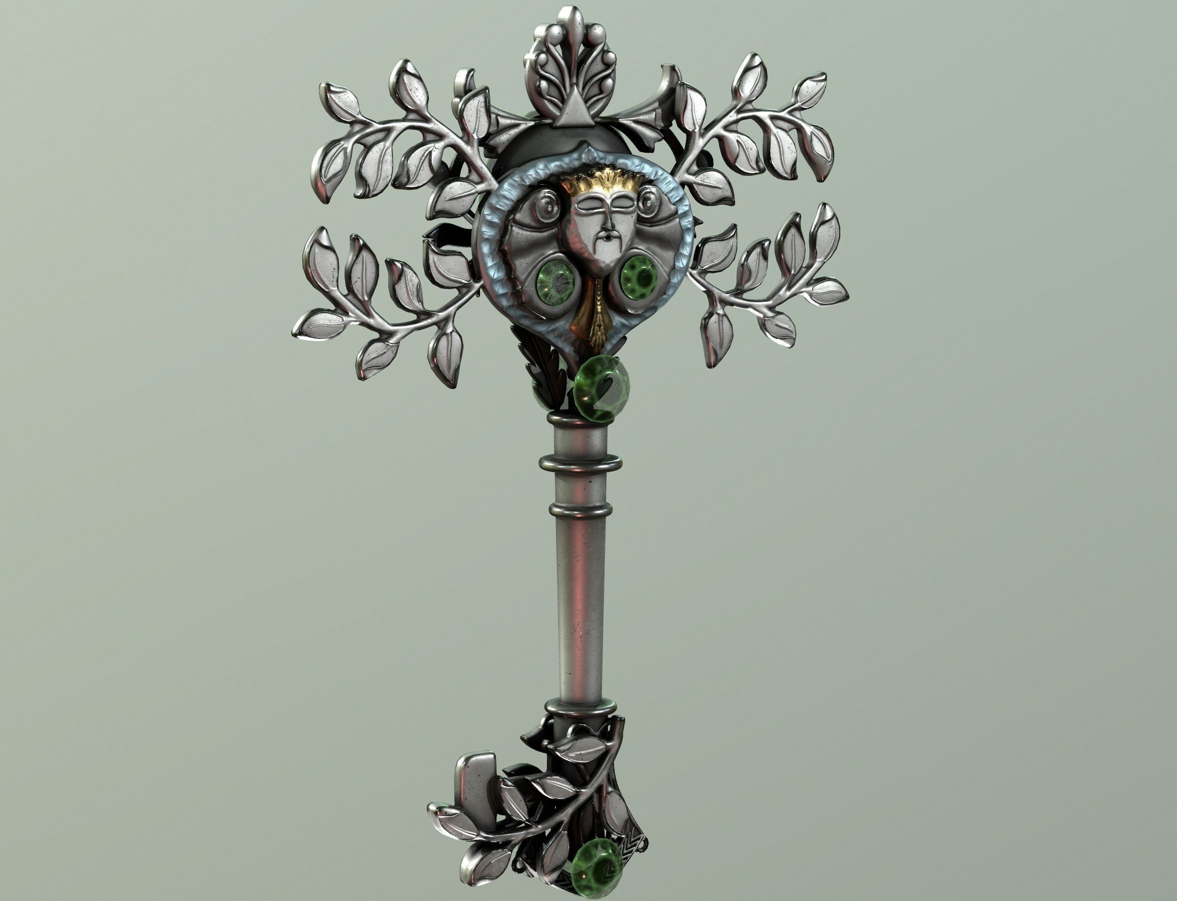 spring key Low-poly 3D model_16