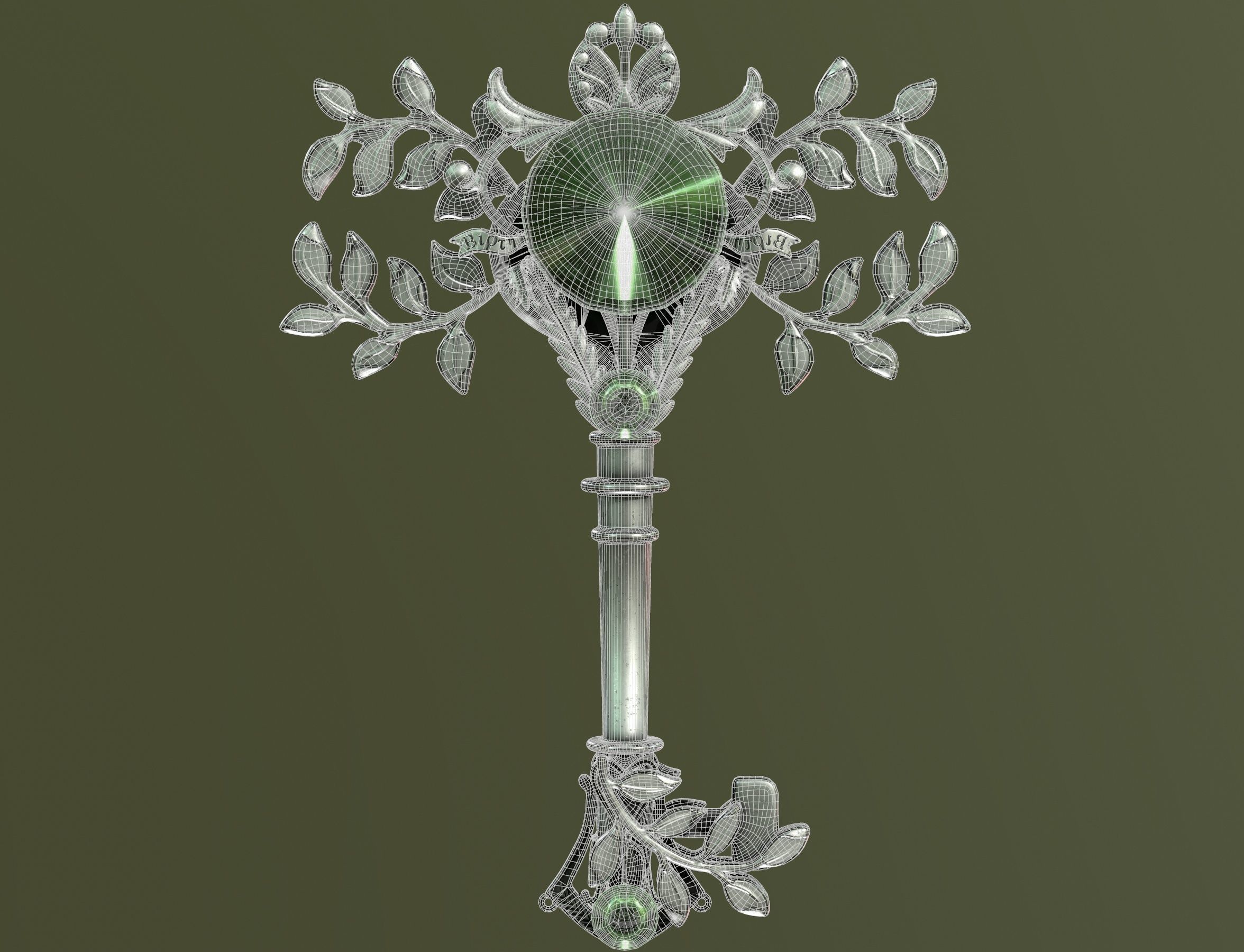 spring key Low-poly 3D model_32