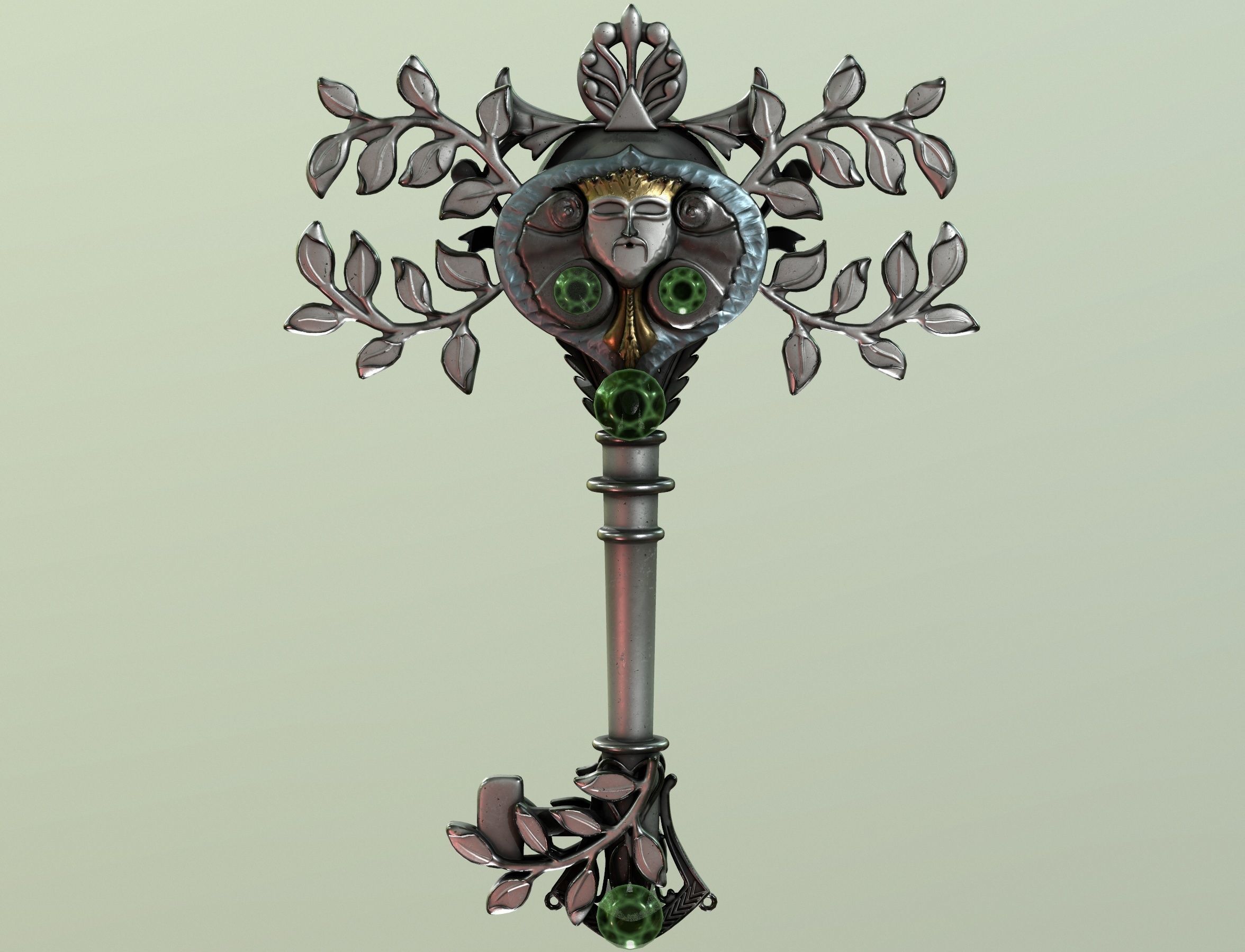 spring key Low-poly 3D model_12