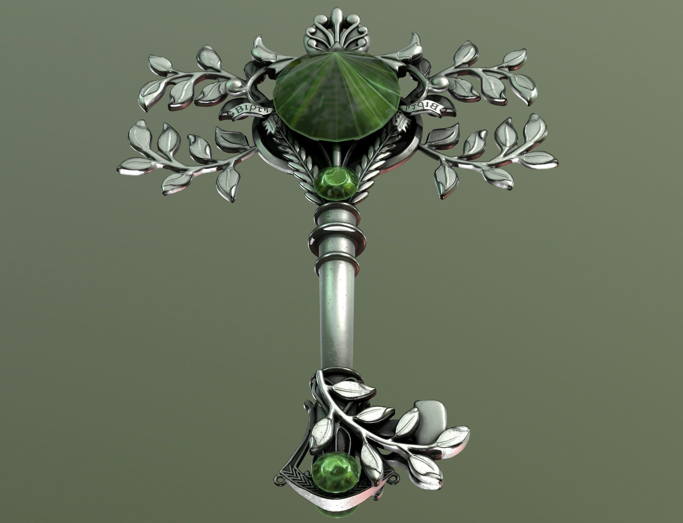 spring key Low-poly 3D model_8