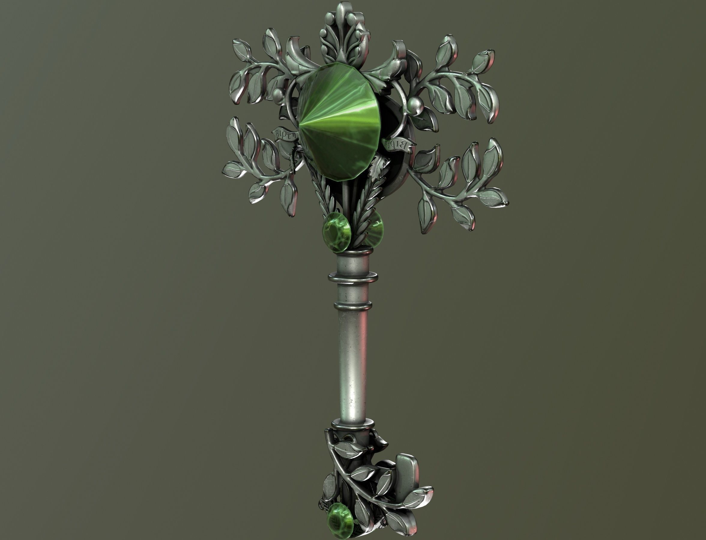 spring key Low-poly 3D model_15