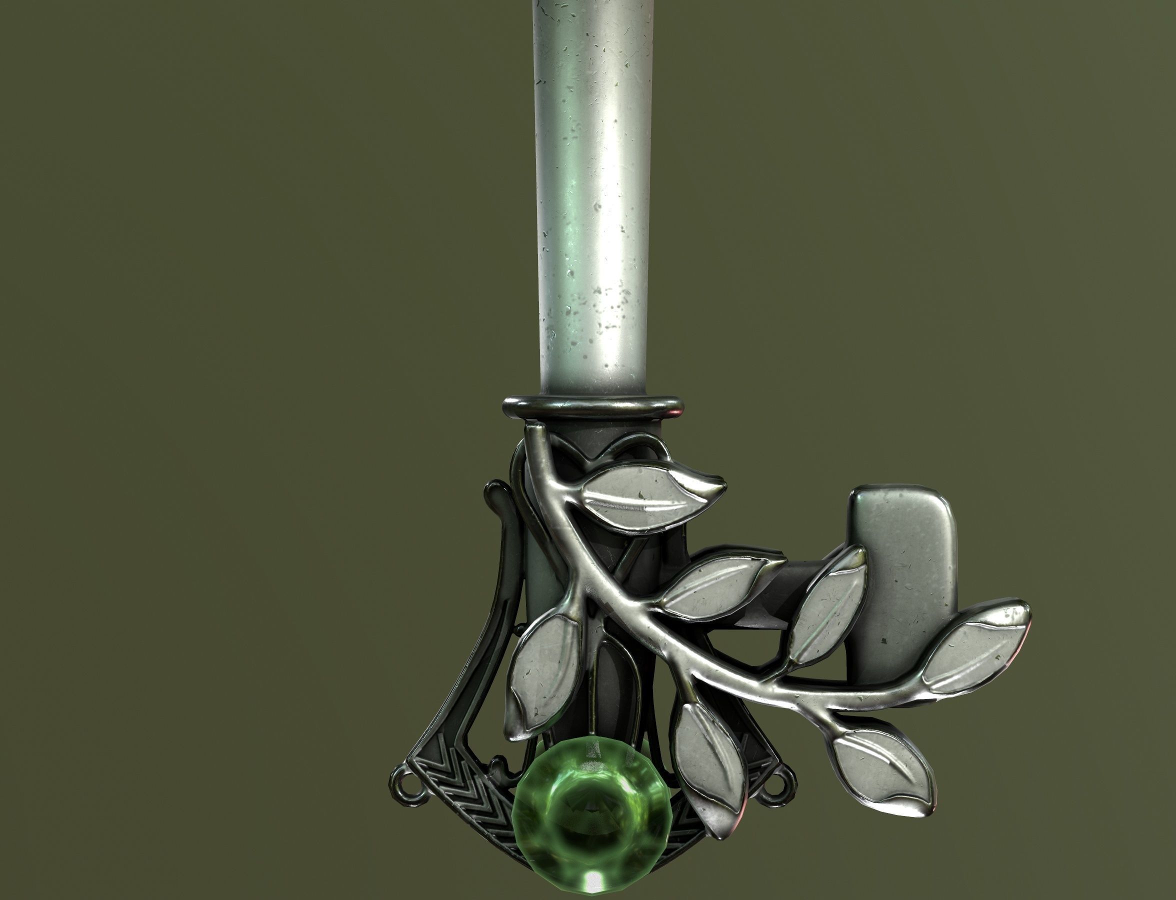 spring key Low-poly 3D model_22