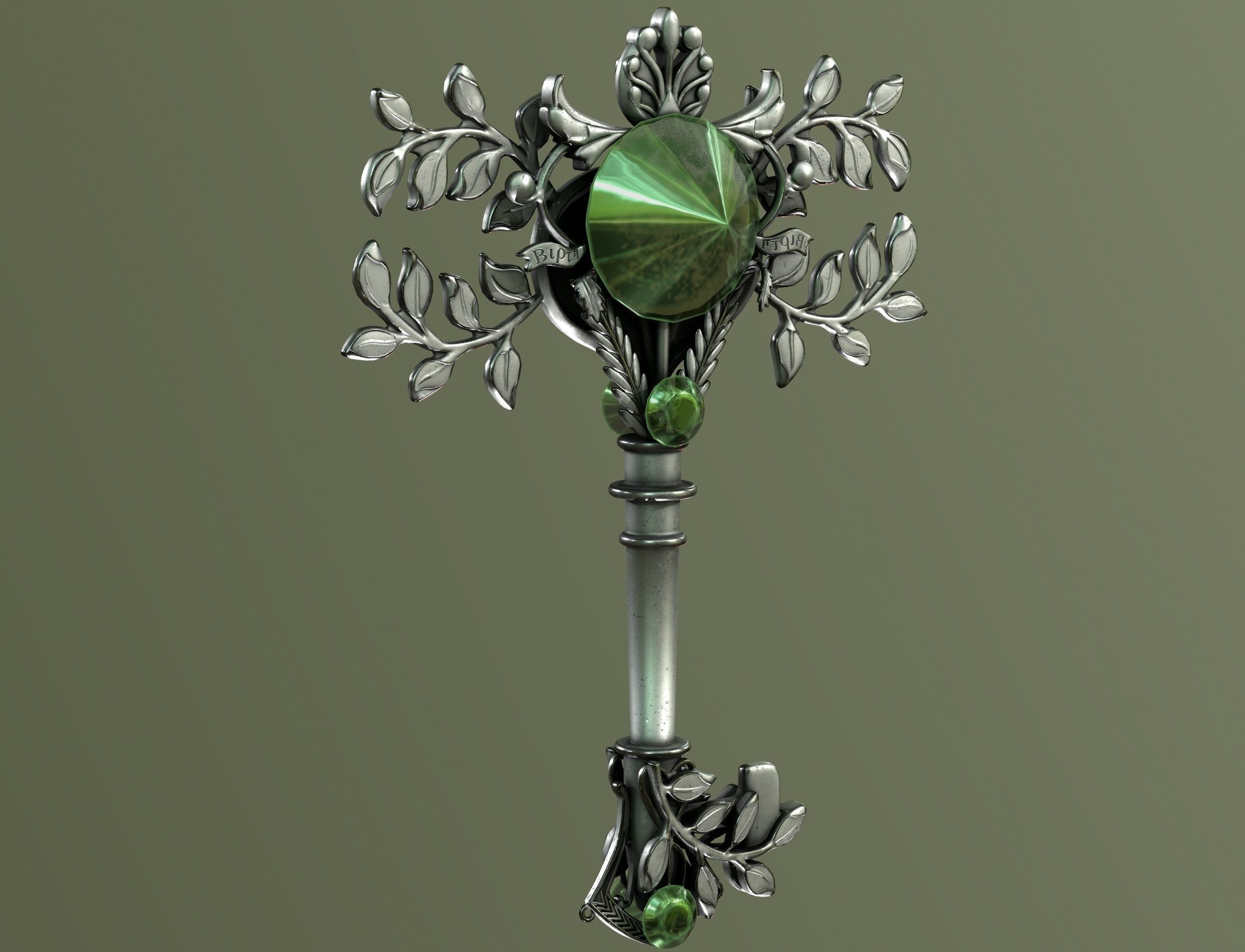 spring key Low-poly 3D model_14