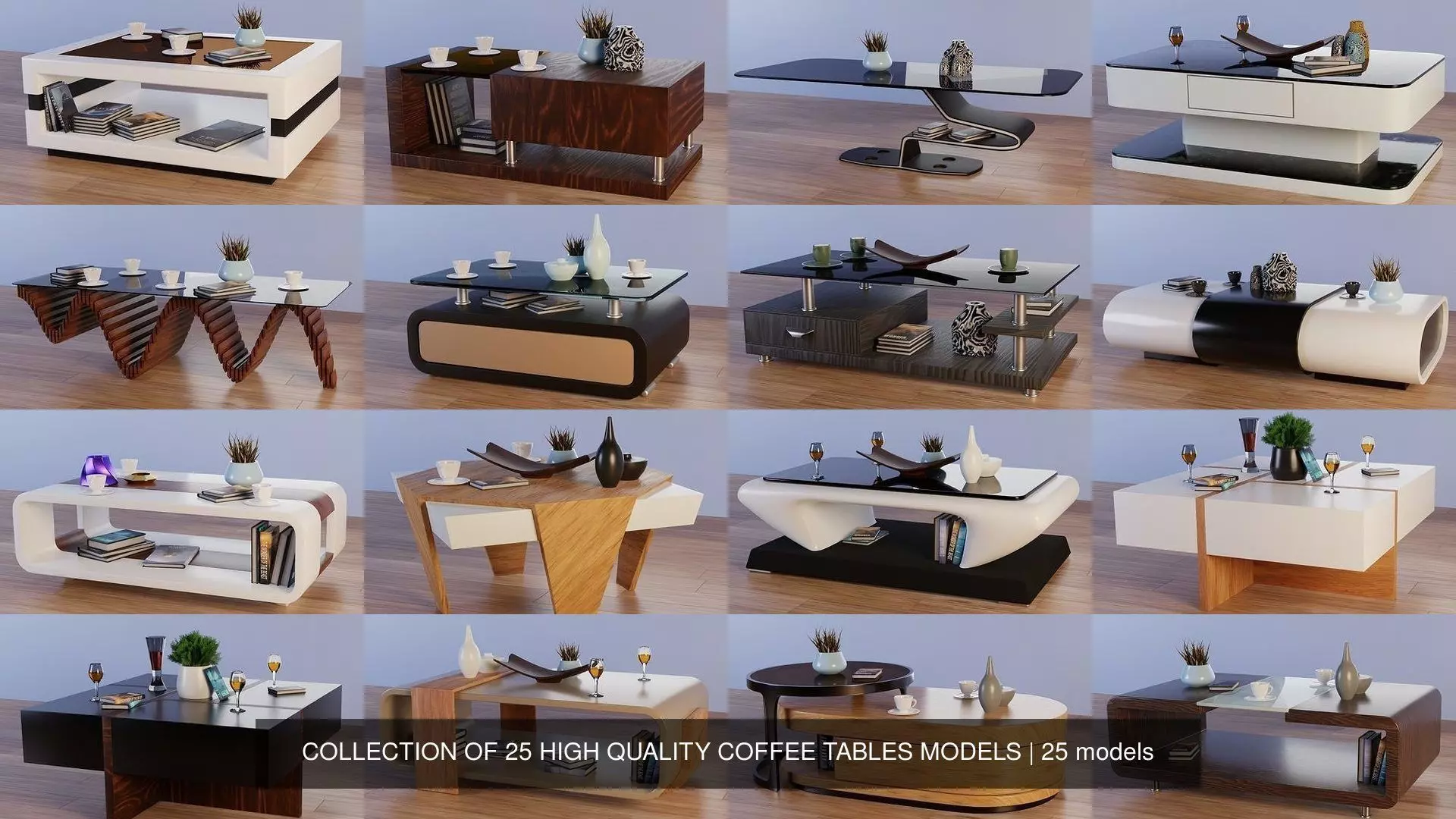 COLLECTION OF 25 HIGH QUALITY COFFEE TABLES MODELS _0