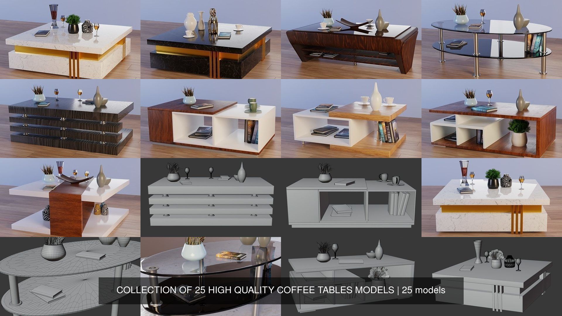 COLLECTION OF 25 HIGH QUALITY COFFEE TABLES MODELS _2