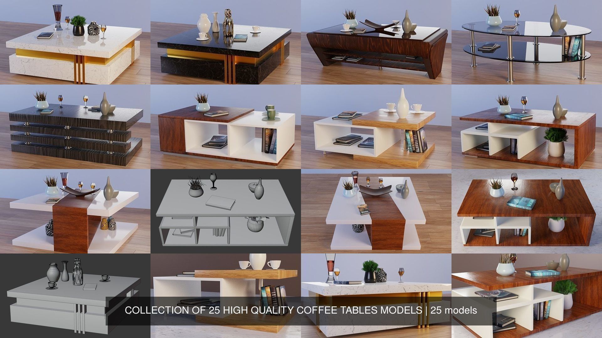 COLLECTION OF 25 HIGH QUALITY COFFEE TABLES MODELS _1