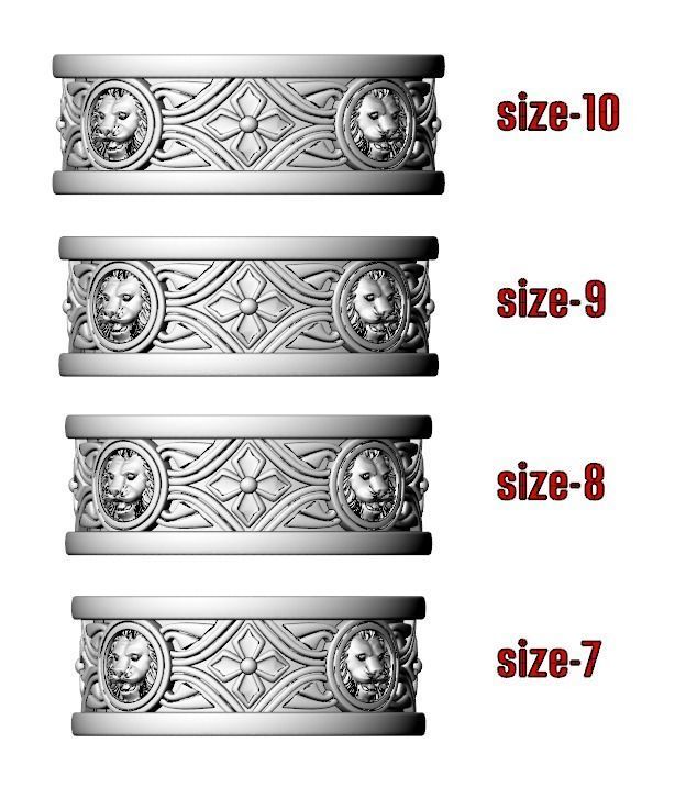 Lion ring with vintage patterns 768 3D print model_15