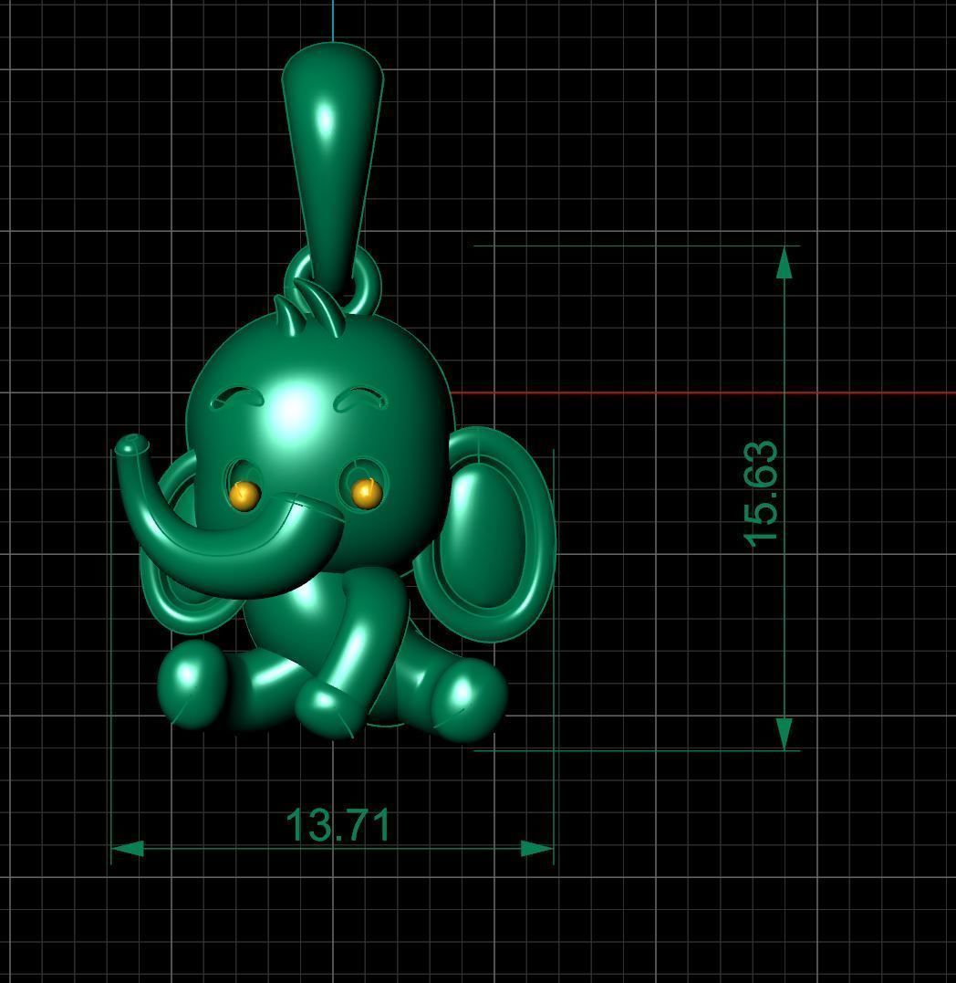 Elephant Pandent 3D print model_12
