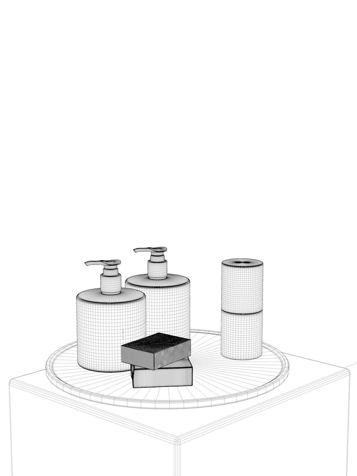 Tray with Body Care Products 3D model_4