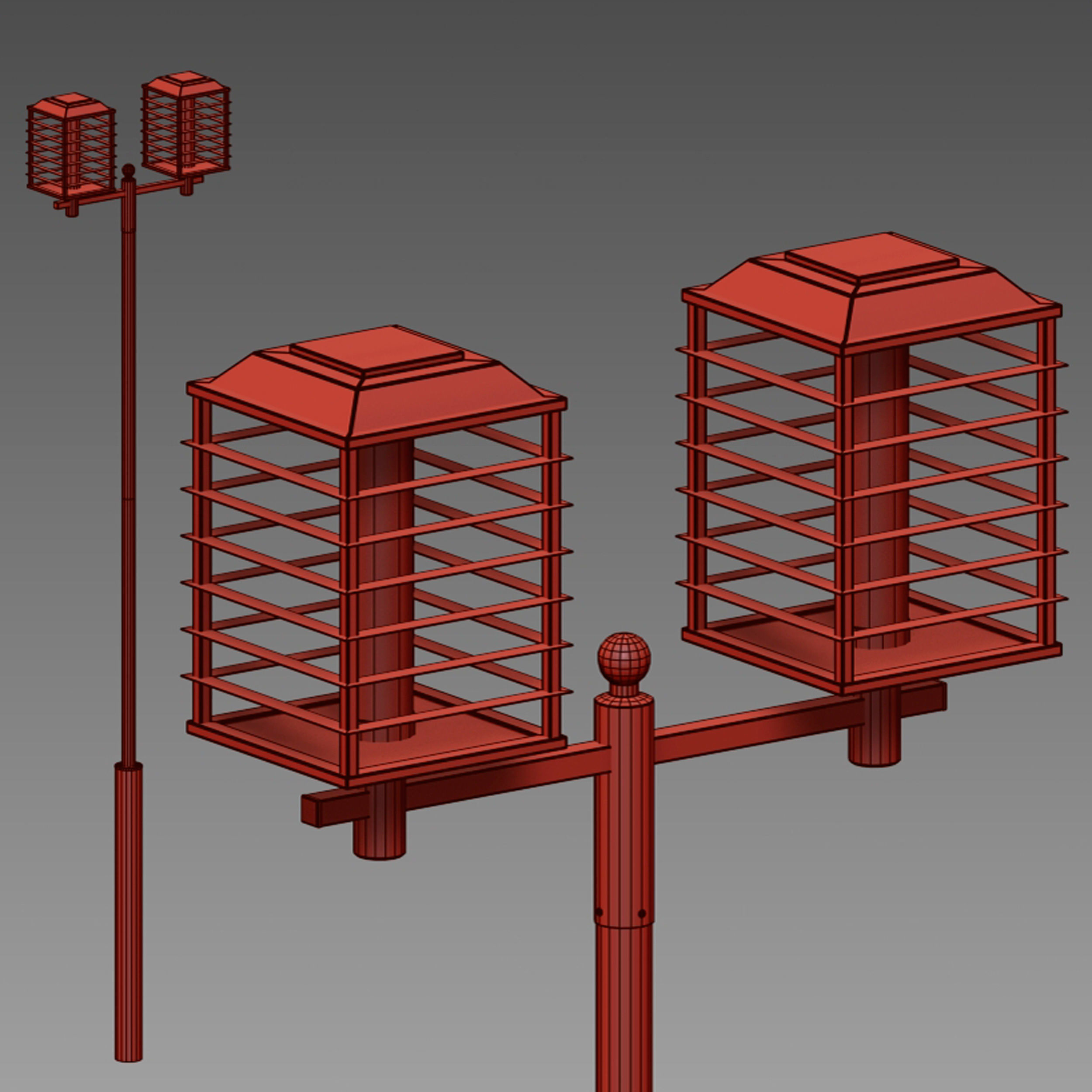 Street park lamp post 3D model_10