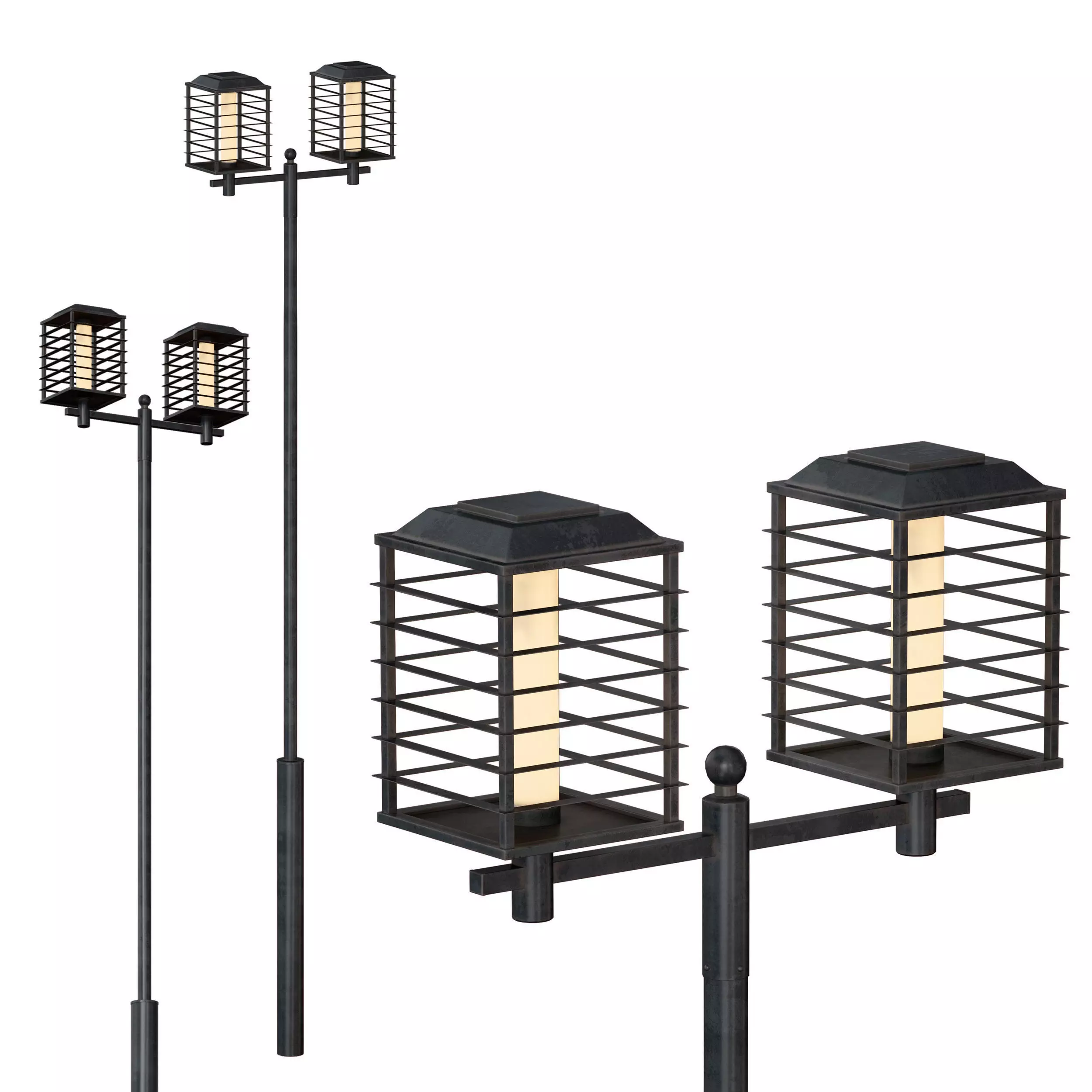 Street park lamp post 3D model_0