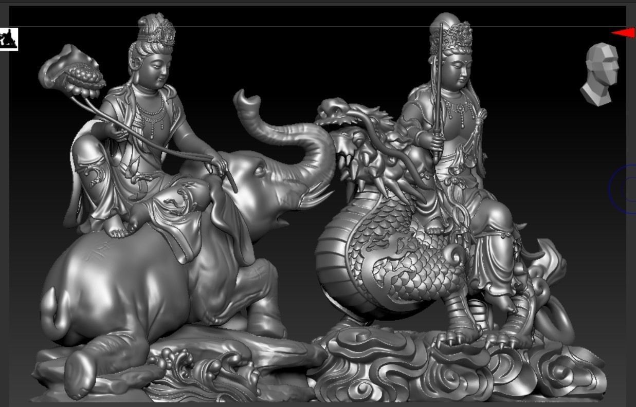 Buddha and Bodhisattva Manjushri and Bodhisattva Universal sage 3D print model_17