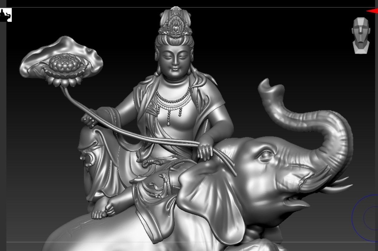 Buddha and Bodhisattva Manjushri and Bodhisattva Universal sage 3D print model_14