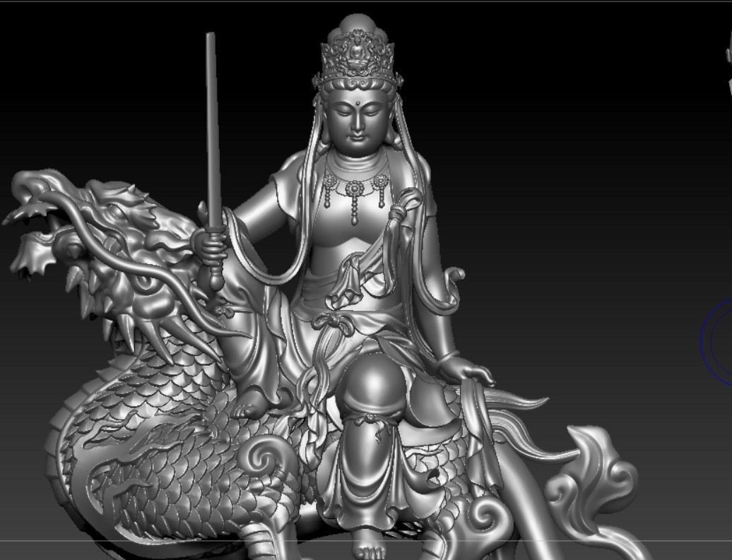 Buddha and Bodhisattva Manjushri and Bodhisattva Universal sage 3D print model_15