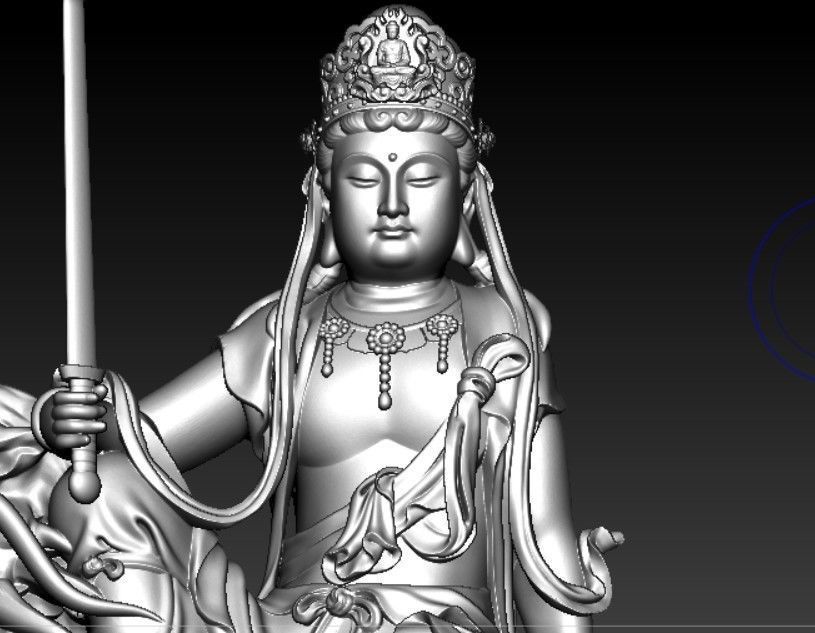 Buddha and Bodhisattva Manjushri and Bodhisattva Universal sage 3D print model_3