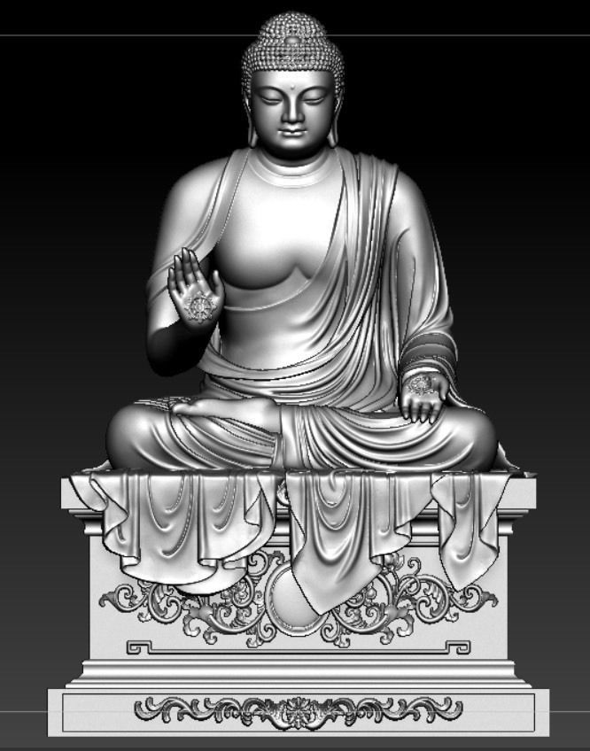 Buddha and Bodhisattva Manjushri and Bodhisattva Universal sage 3D print model_5