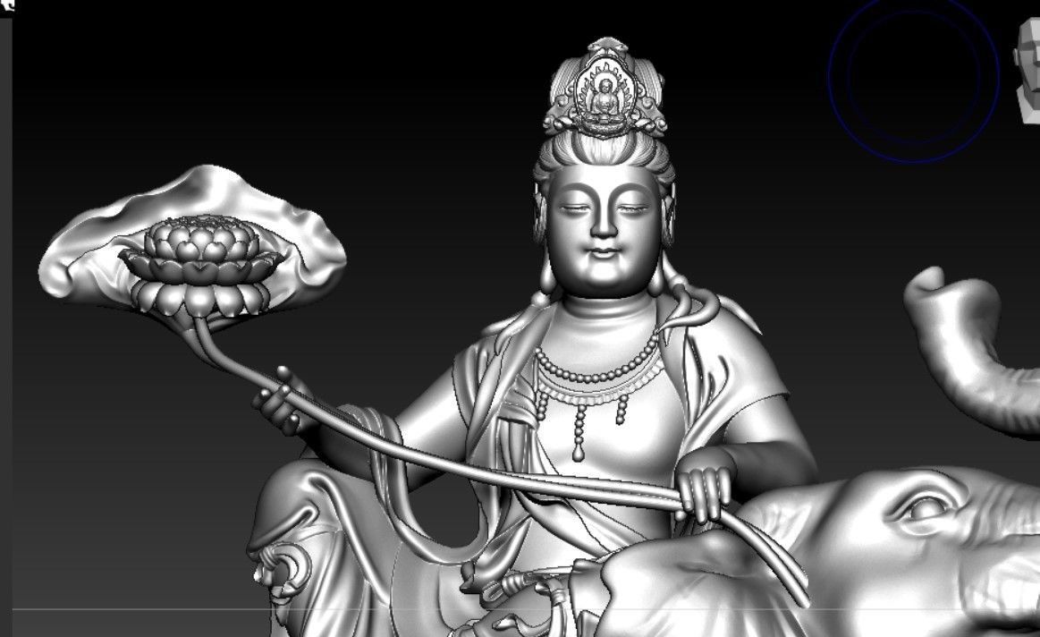 Buddha and Bodhisattva Manjushri and Bodhisattva Universal sage 3D print model_4