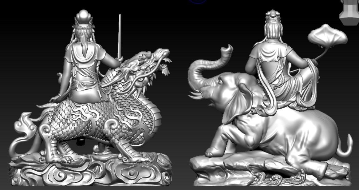 Buddha and Bodhisattva Manjushri and Bodhisattva Universal sage 3D print model_13