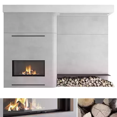 Decorative wall with fireplace set 15