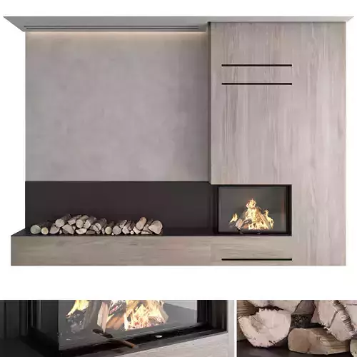 Decorative wall with fireplace set 16