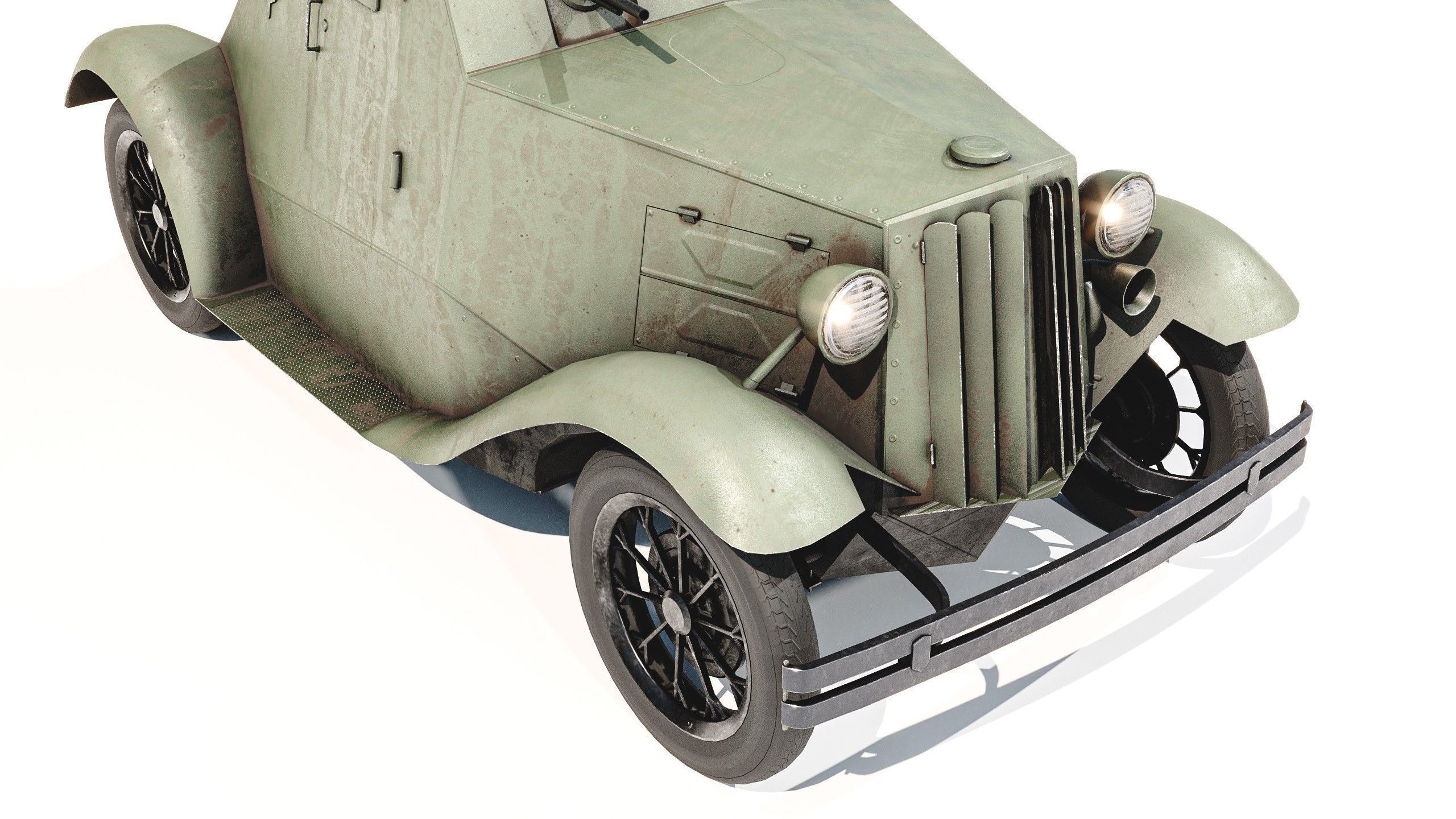 D-8 Soviet light armored car 1930s Low-poly 3D model_9