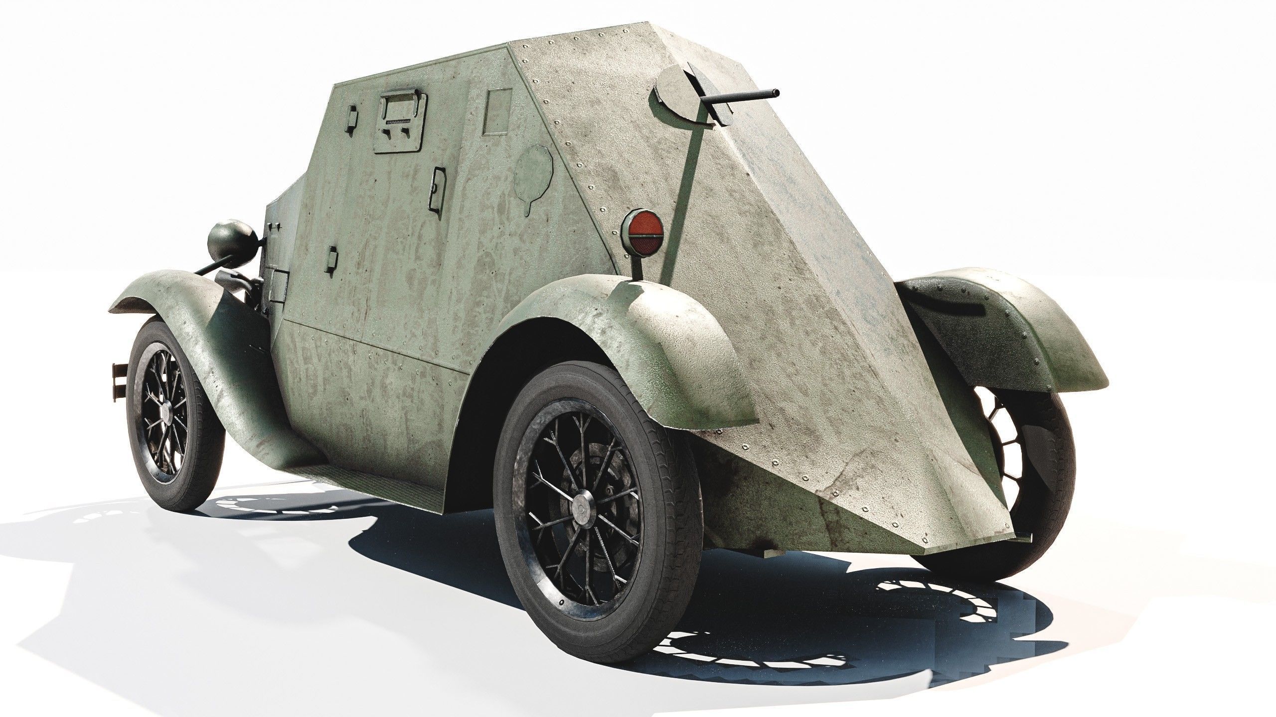 D-8 Soviet light armored car 1930s Low-poly 3D model_2