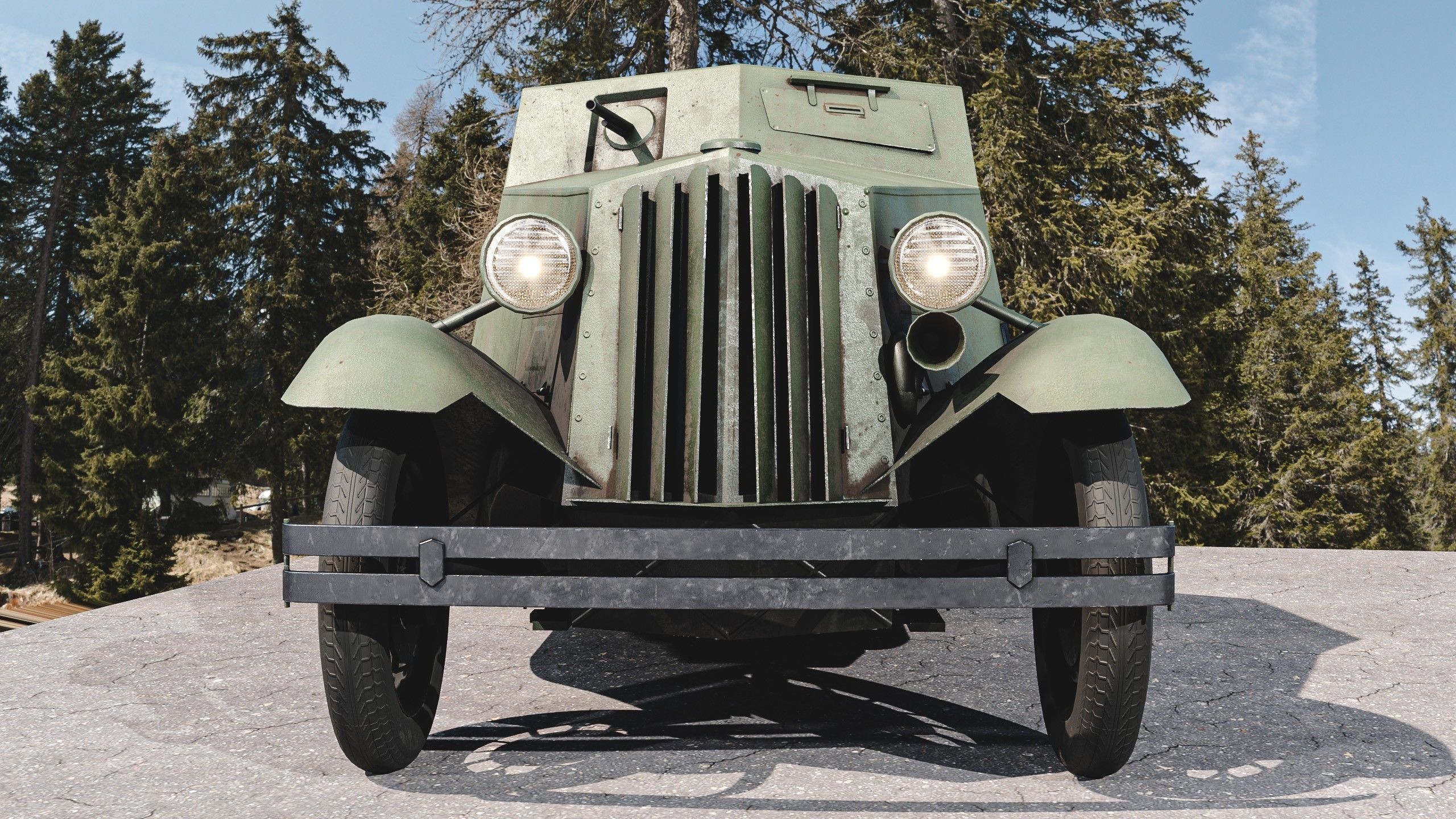 D-8 Soviet light armored car 1930s Low-poly 3D model_14