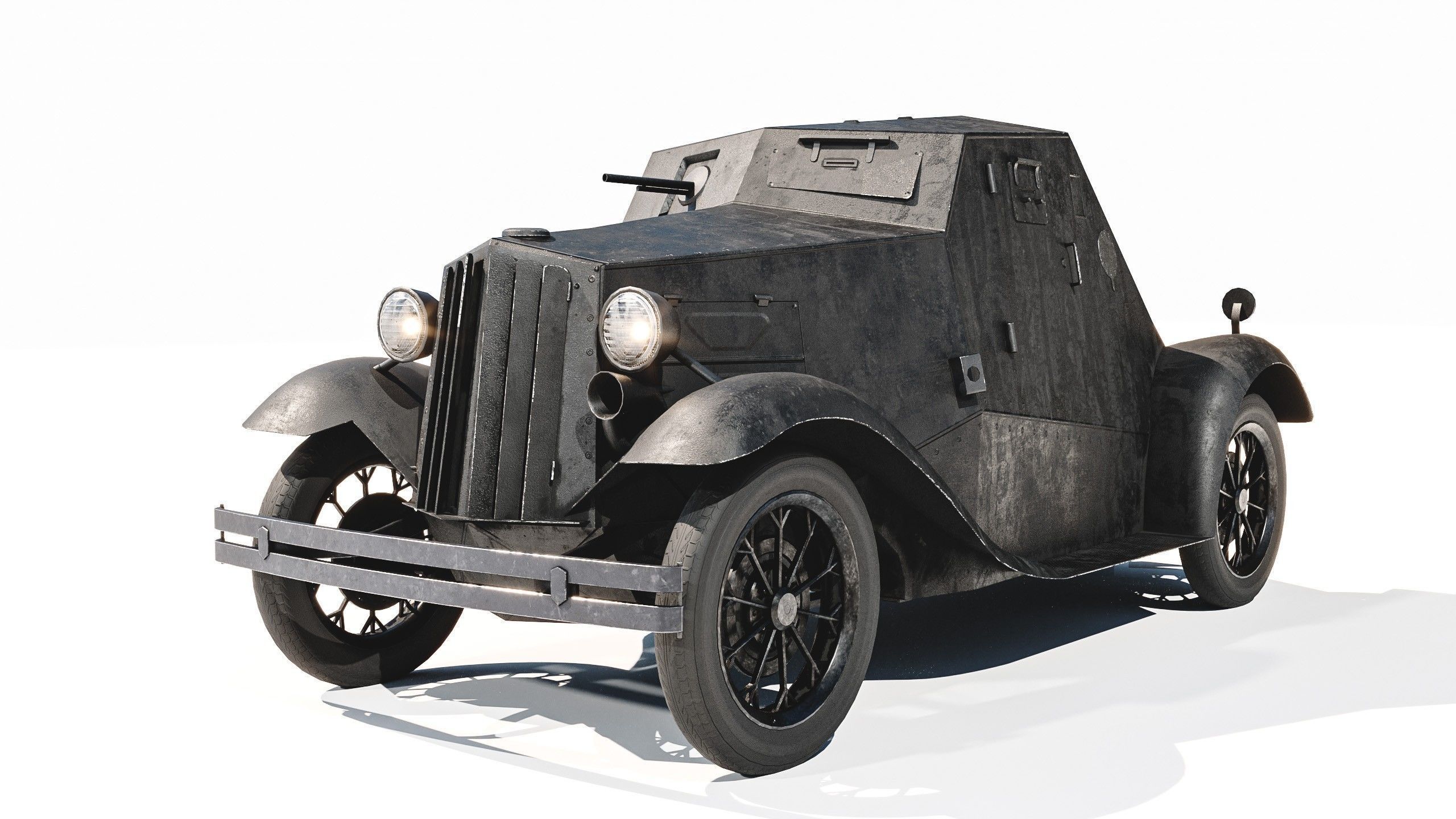 D-8 Soviet light armored car 1930s Low-poly 3D model_12