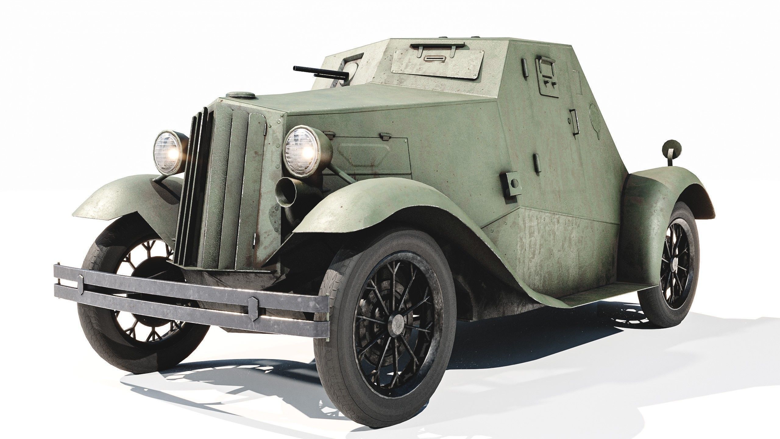 D-8 Soviet light armored car 1930s Low-poly 3D model_4
