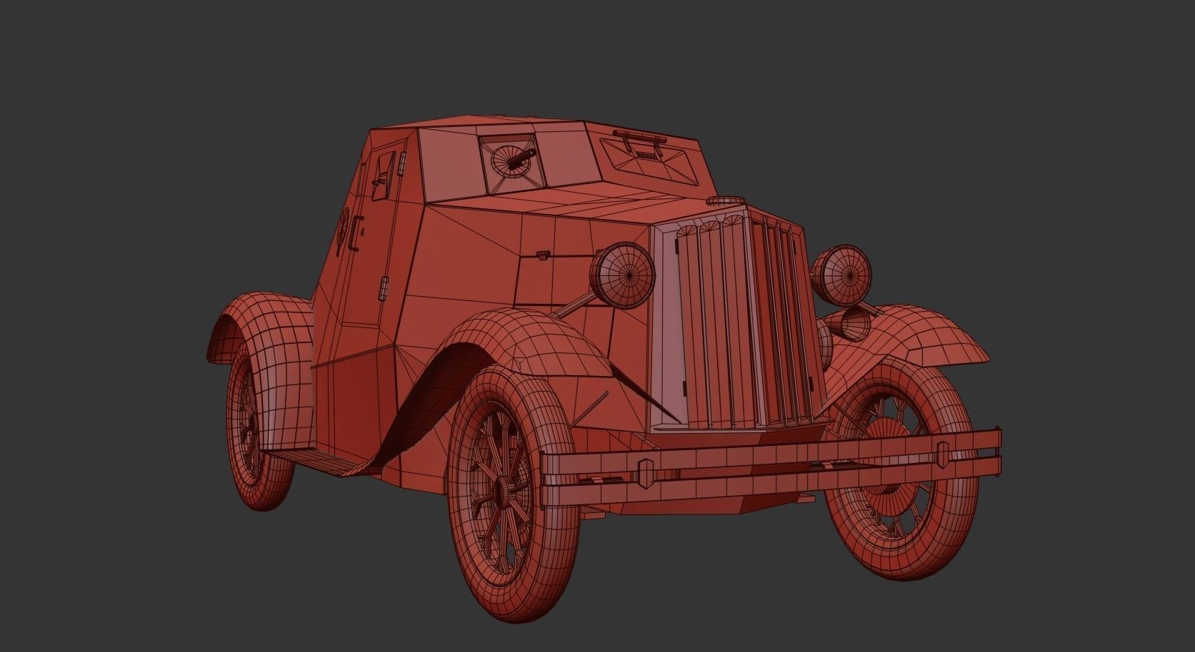 D-8 Soviet light armored car 1930s Low-poly 3D model_19