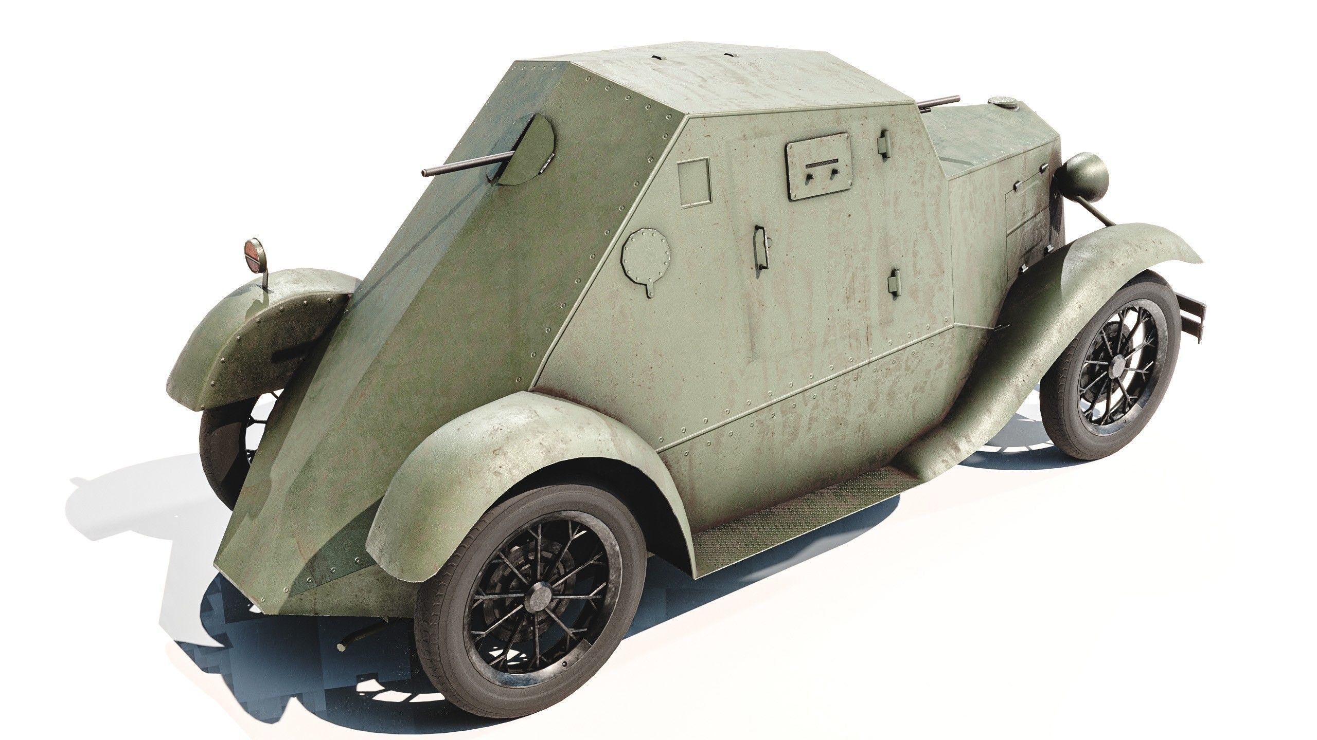 D-8 Soviet light armored car 1930s Low-poly 3D model_5