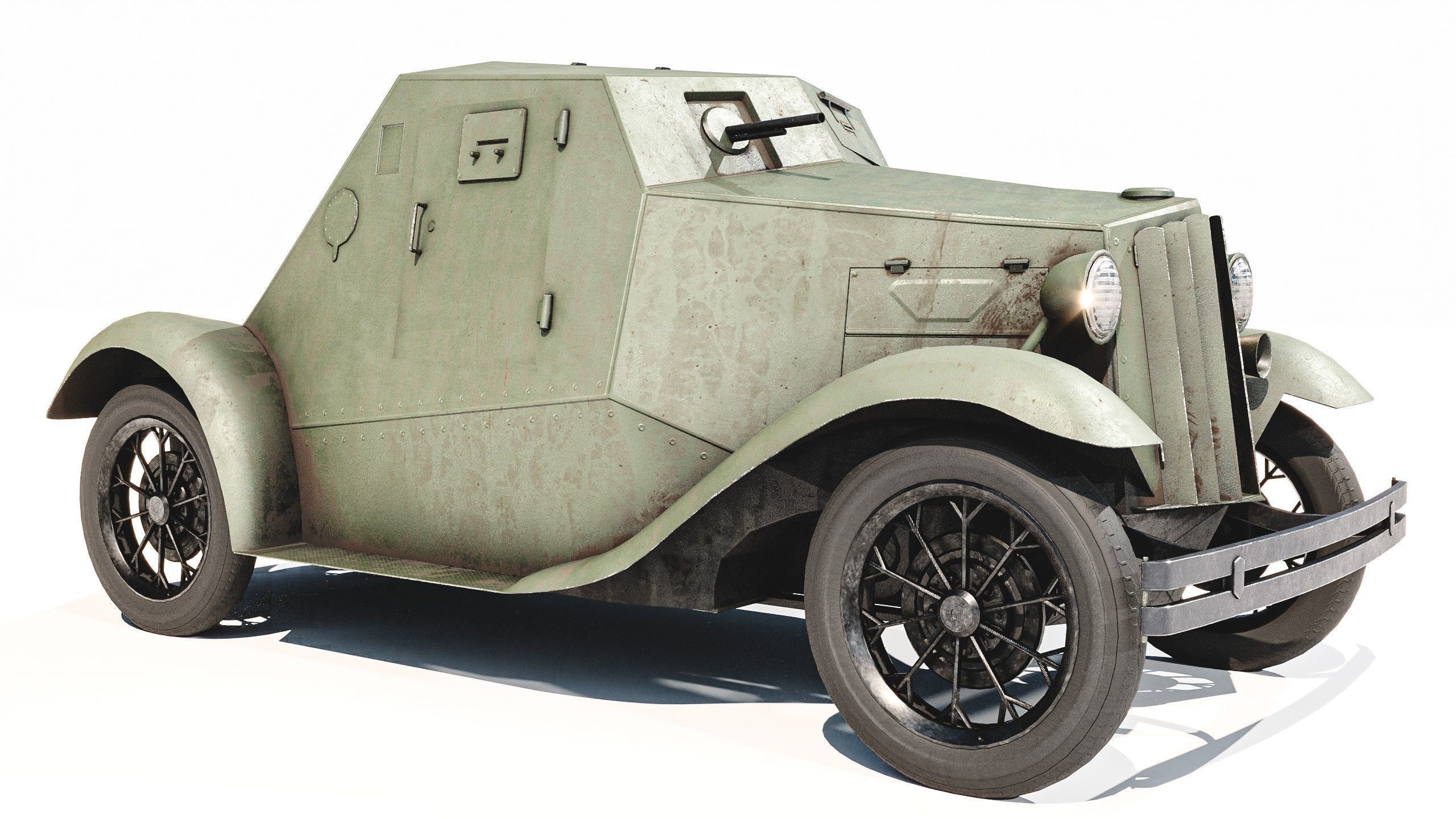 D-8 Soviet light armored car 1930s Low-poly 3D model_3
