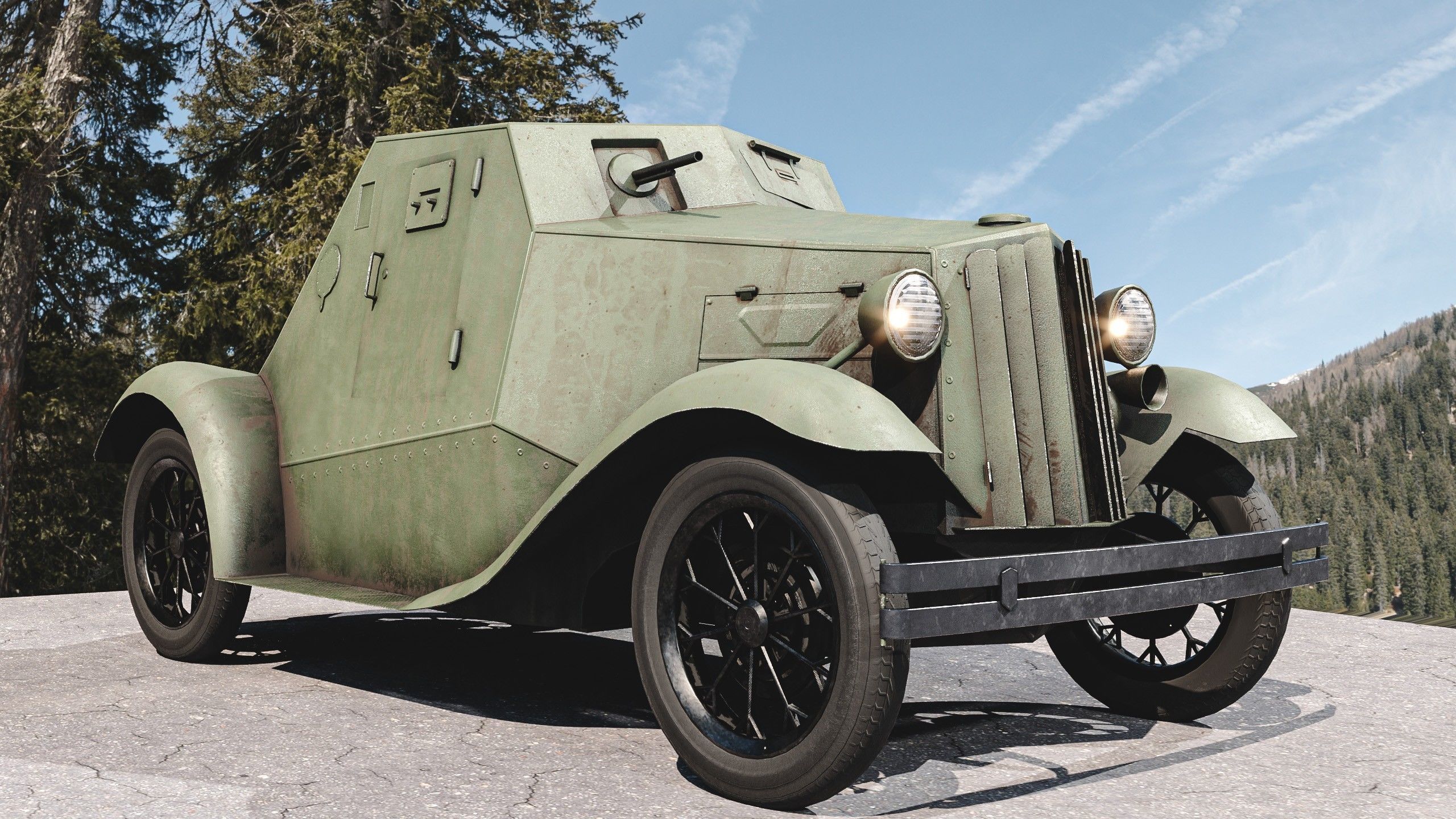D-8 Soviet light armored car 1930s Low-poly 3D model_7