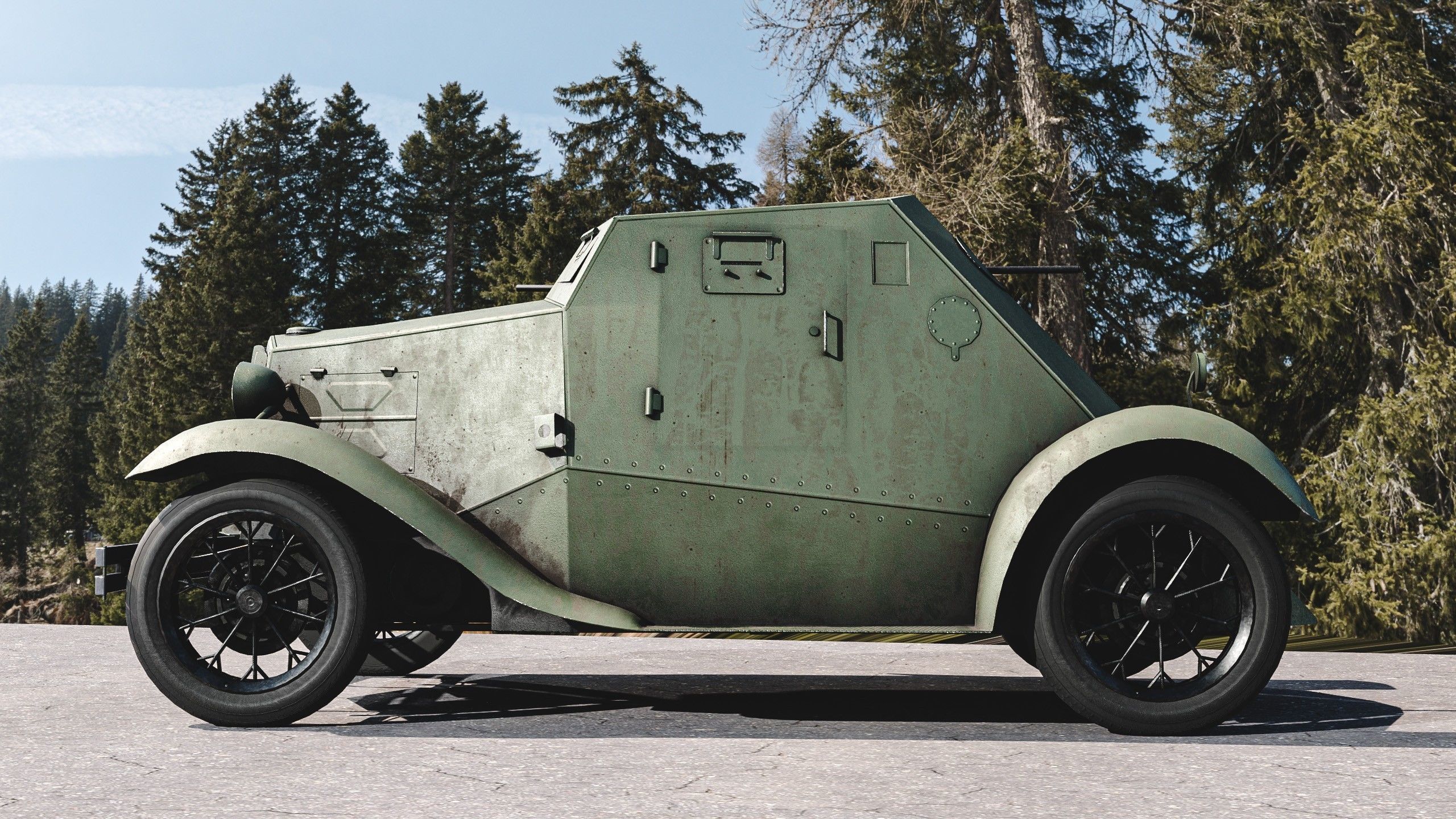 D-8 Soviet light armored car 1930s Low-poly 3D model_6