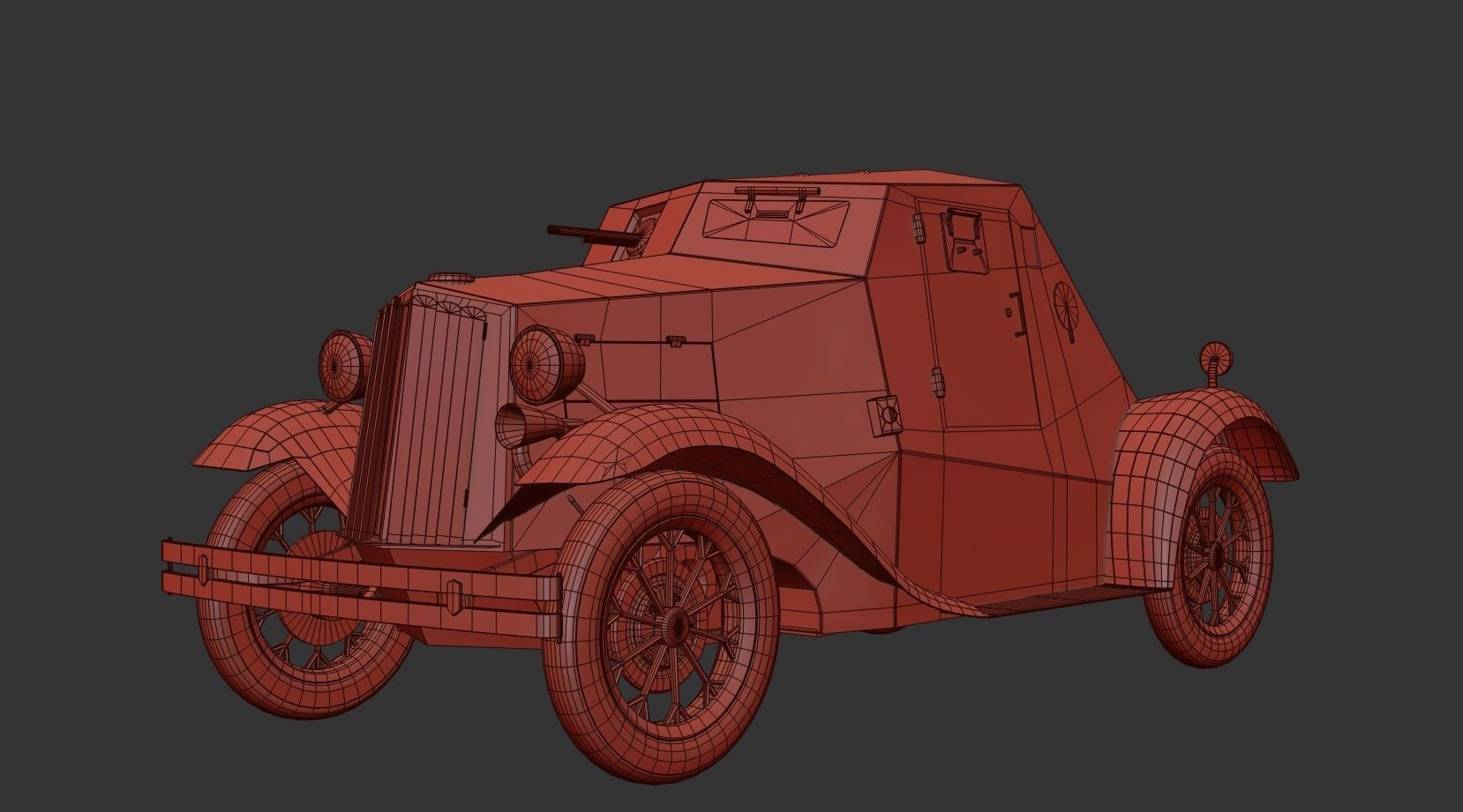 D-8 Soviet light armored car 1930s Low-poly 3D model_18