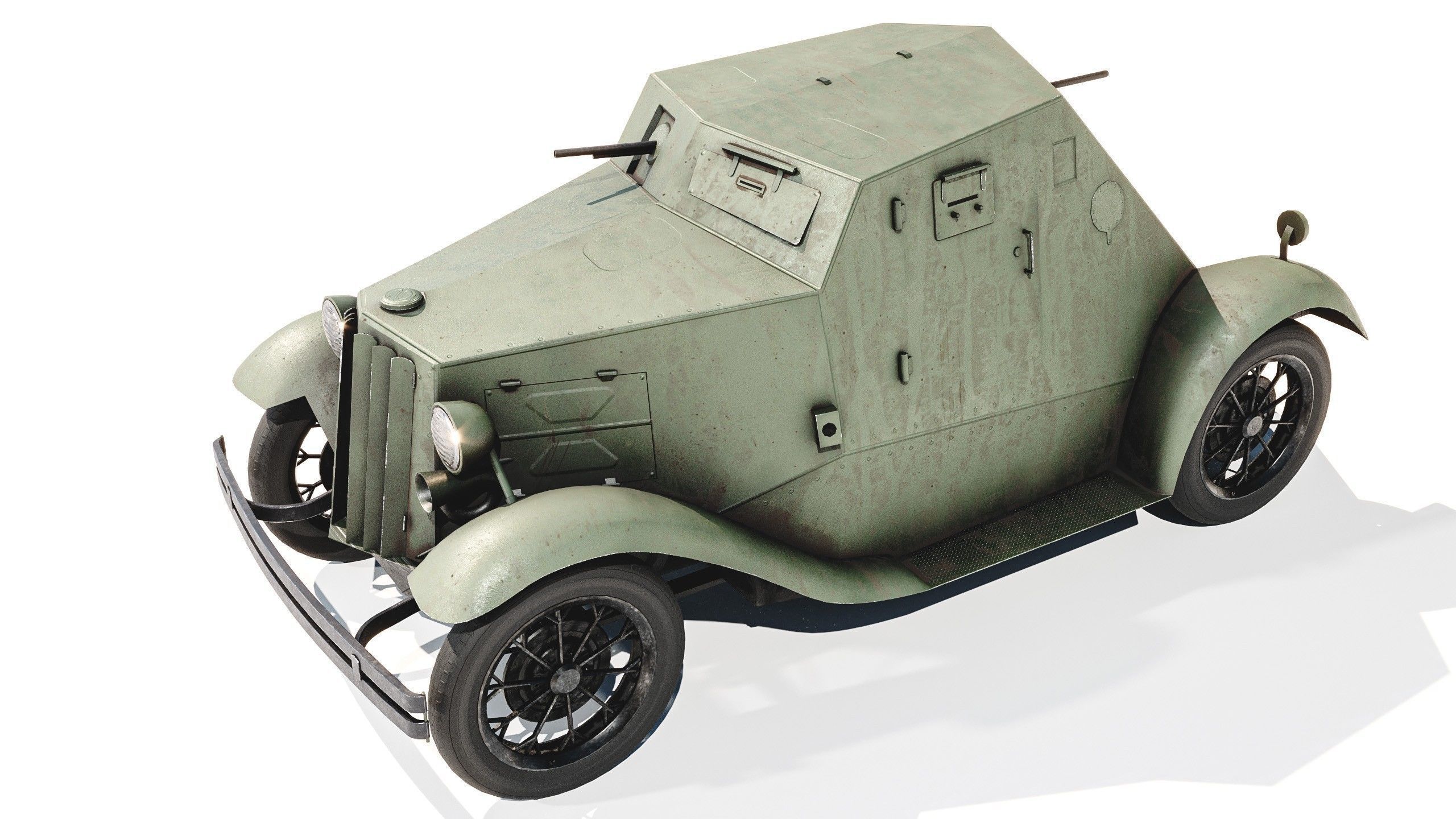 D-8 Soviet light armored car 1930s Low-poly 3D model_8