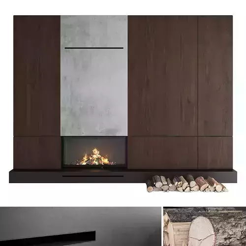 Decorative wall with fireplace set 18