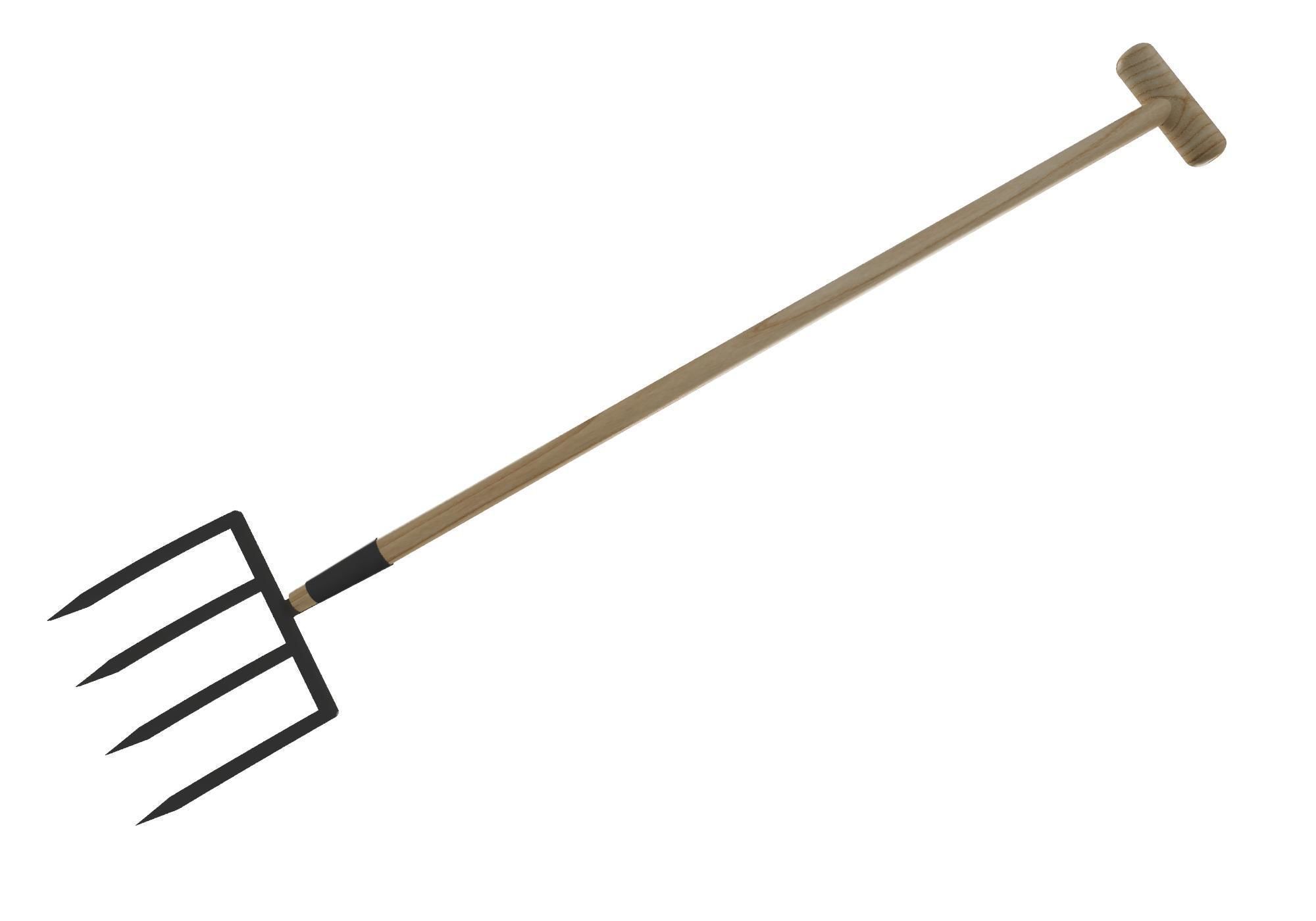 Pitchfork wooden Low-poly 3D model_1
